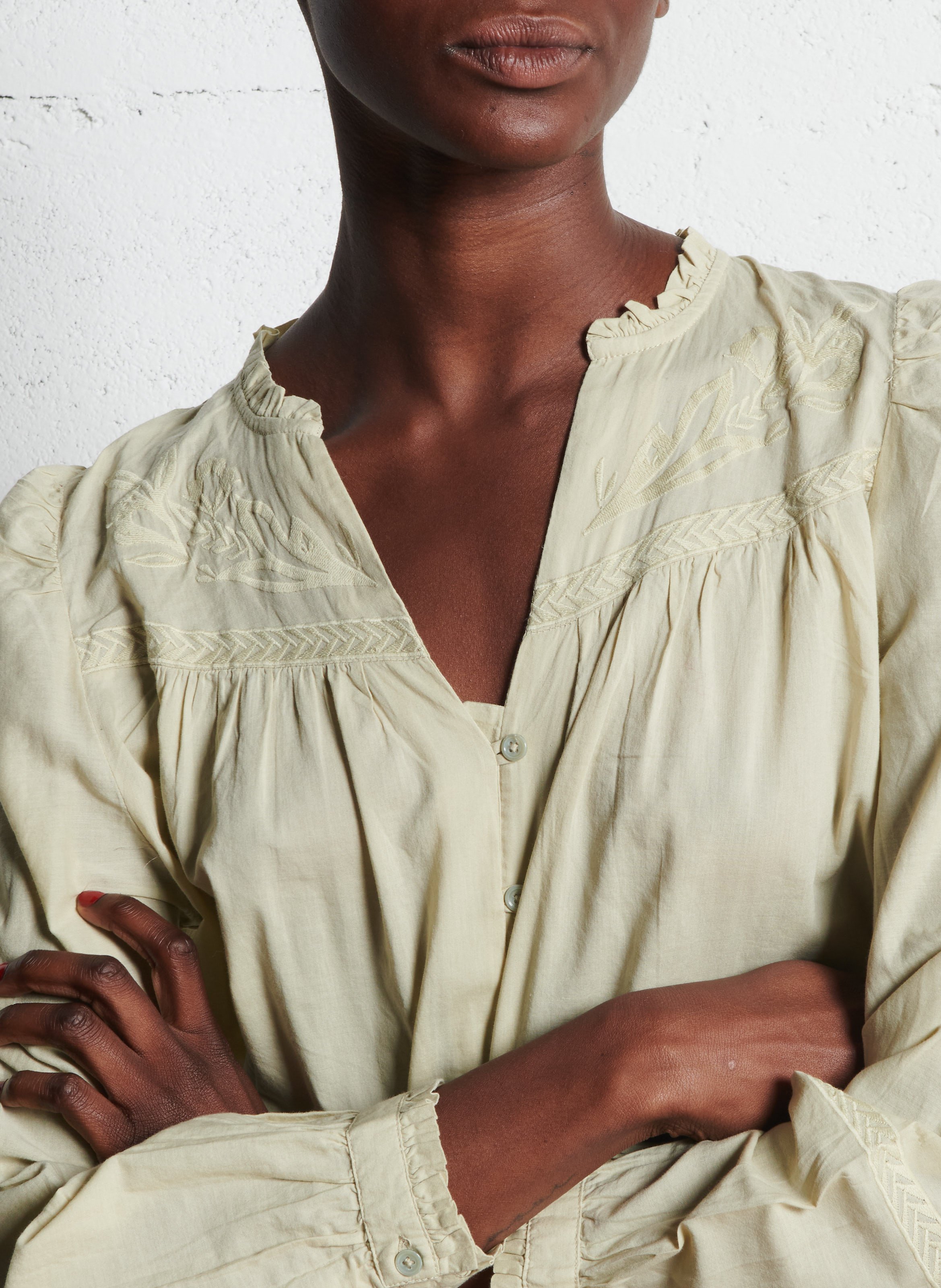 Chemise col V en coton LA PETITE ETOILE Vert