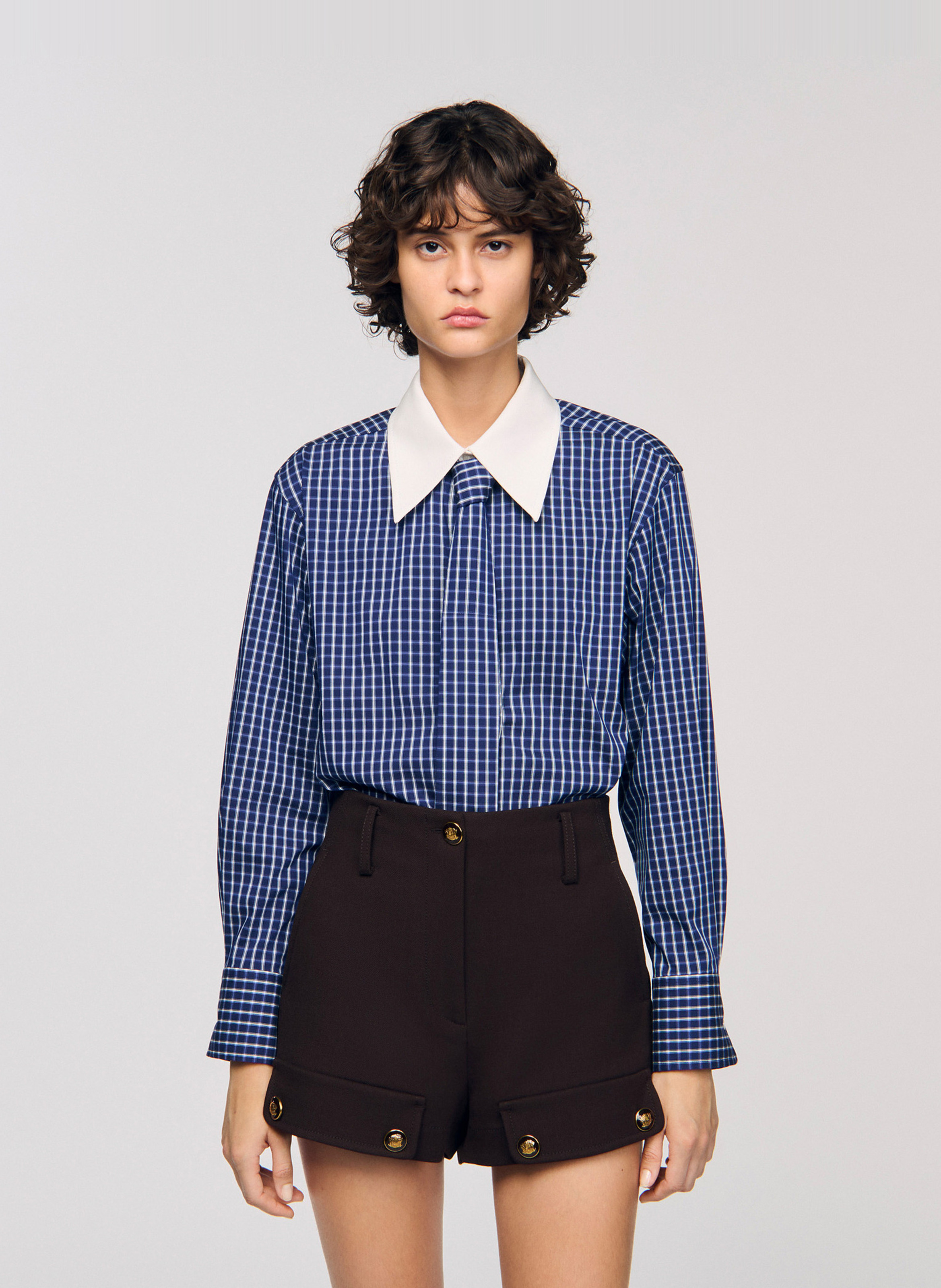 Straight checked shirt SANDRO Blue