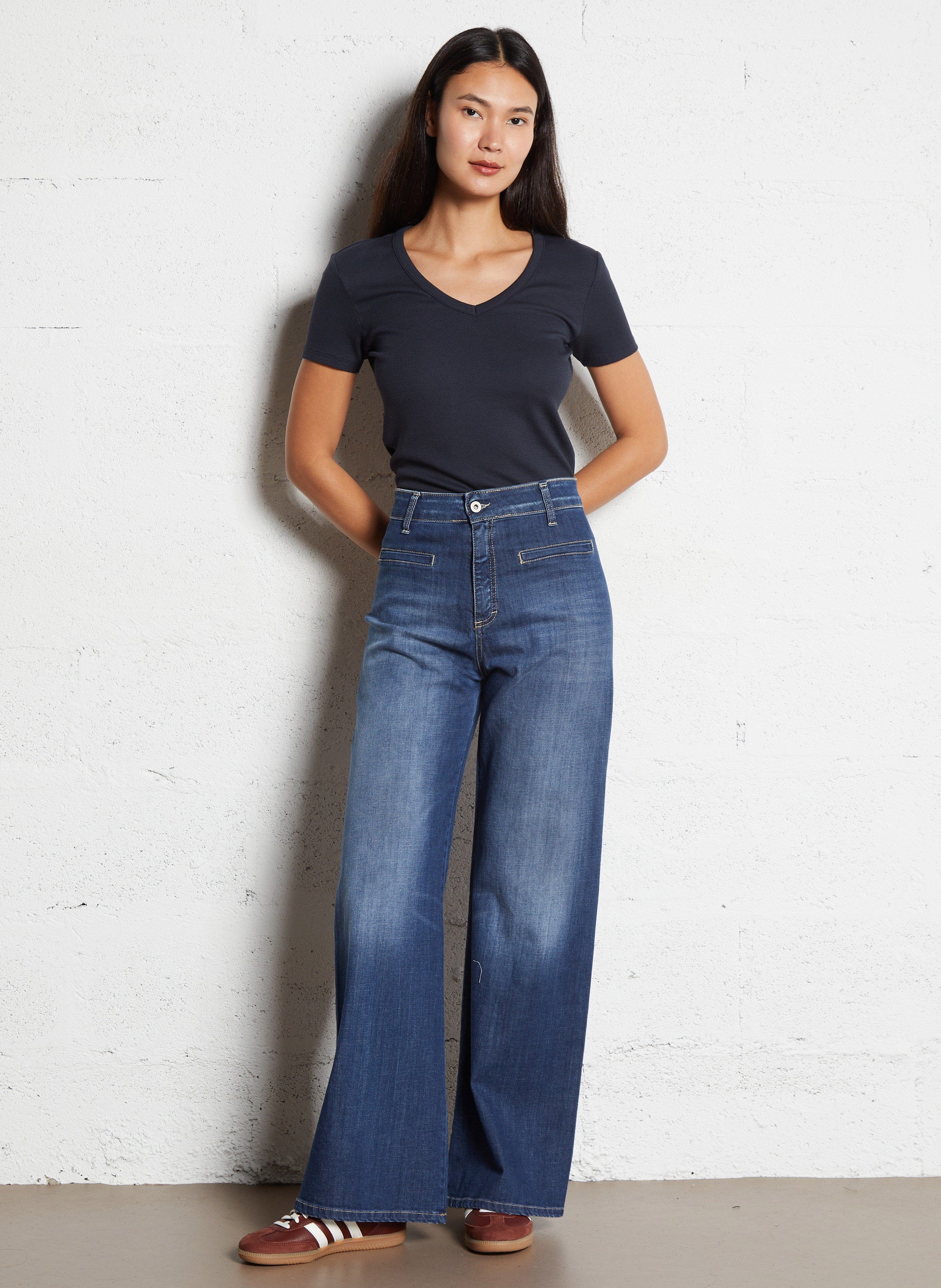 Basic cotton-mix T-shirt MAISON 123 Grey