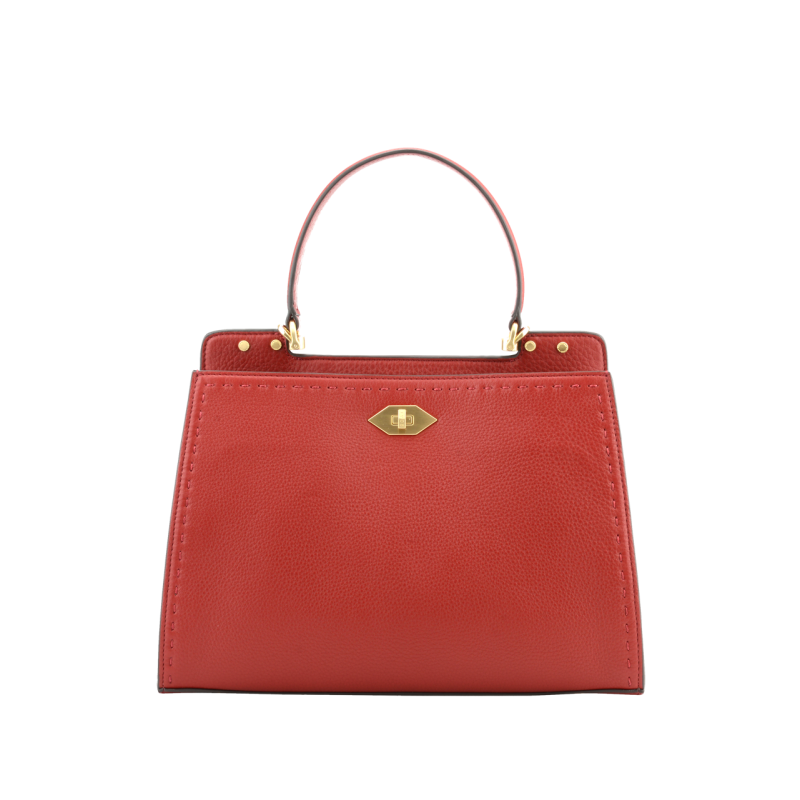 Handbag - cowhide leather POURCHET Red