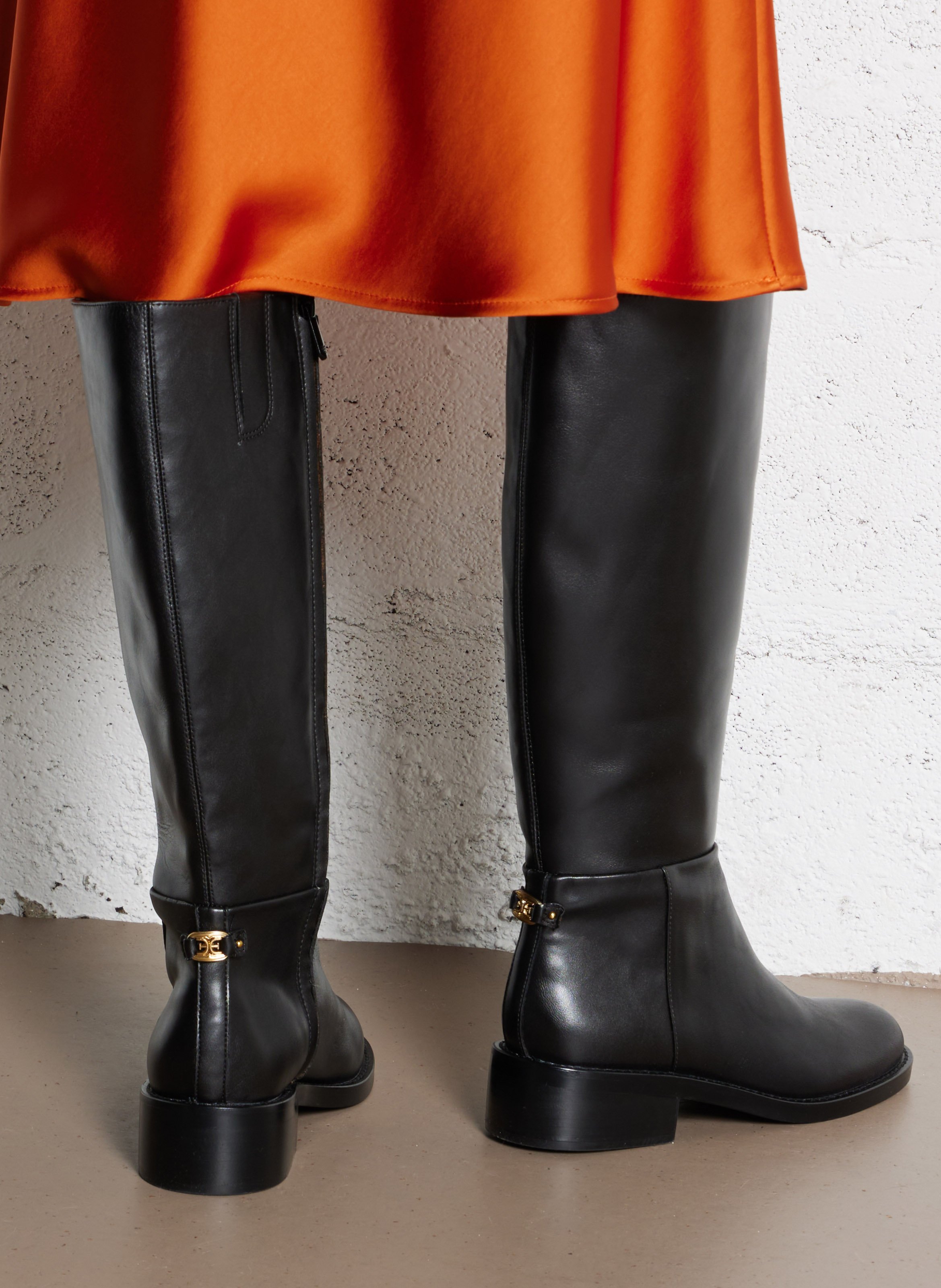 Hohe Lederstiefel mit Reißverschluss SAM EDELMAN Schwarz