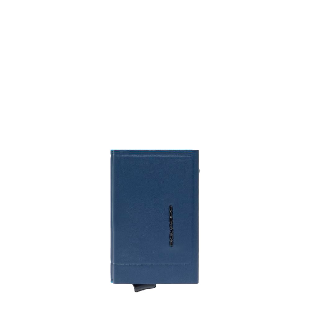 Compact wallet with pop-up card holder, coin pocket, and RFID protection PIQUADRO Blue