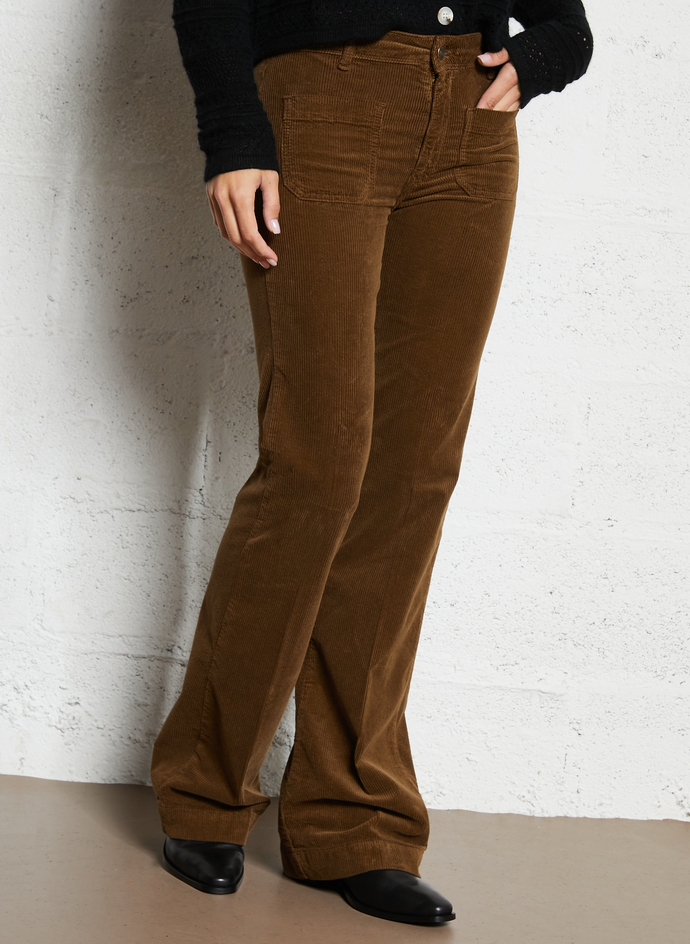 Broek van katoenmix met olifantenpijpen ACQUAVERDE