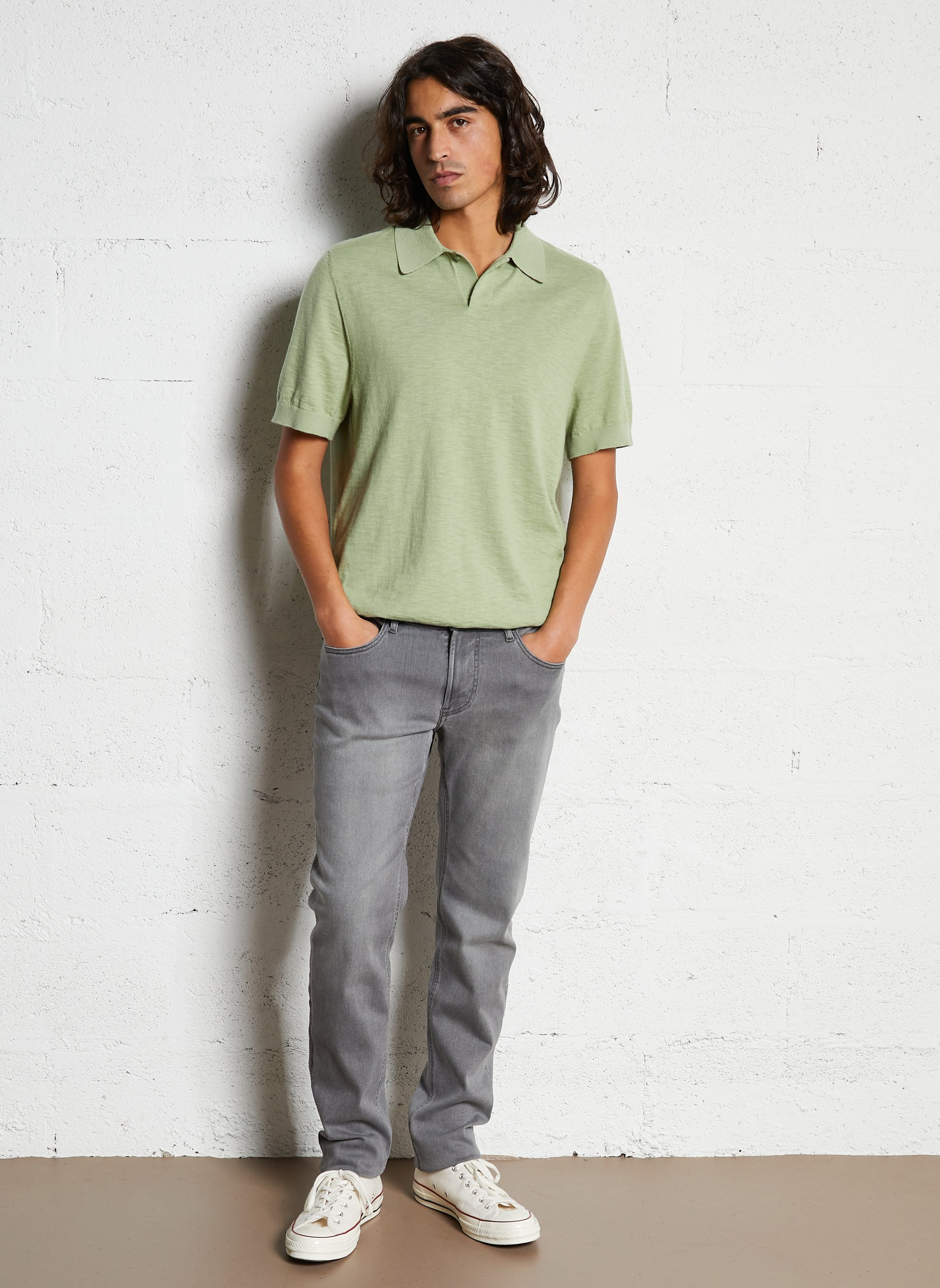 Schmale Stretch-Jeans uni IKKS Grau