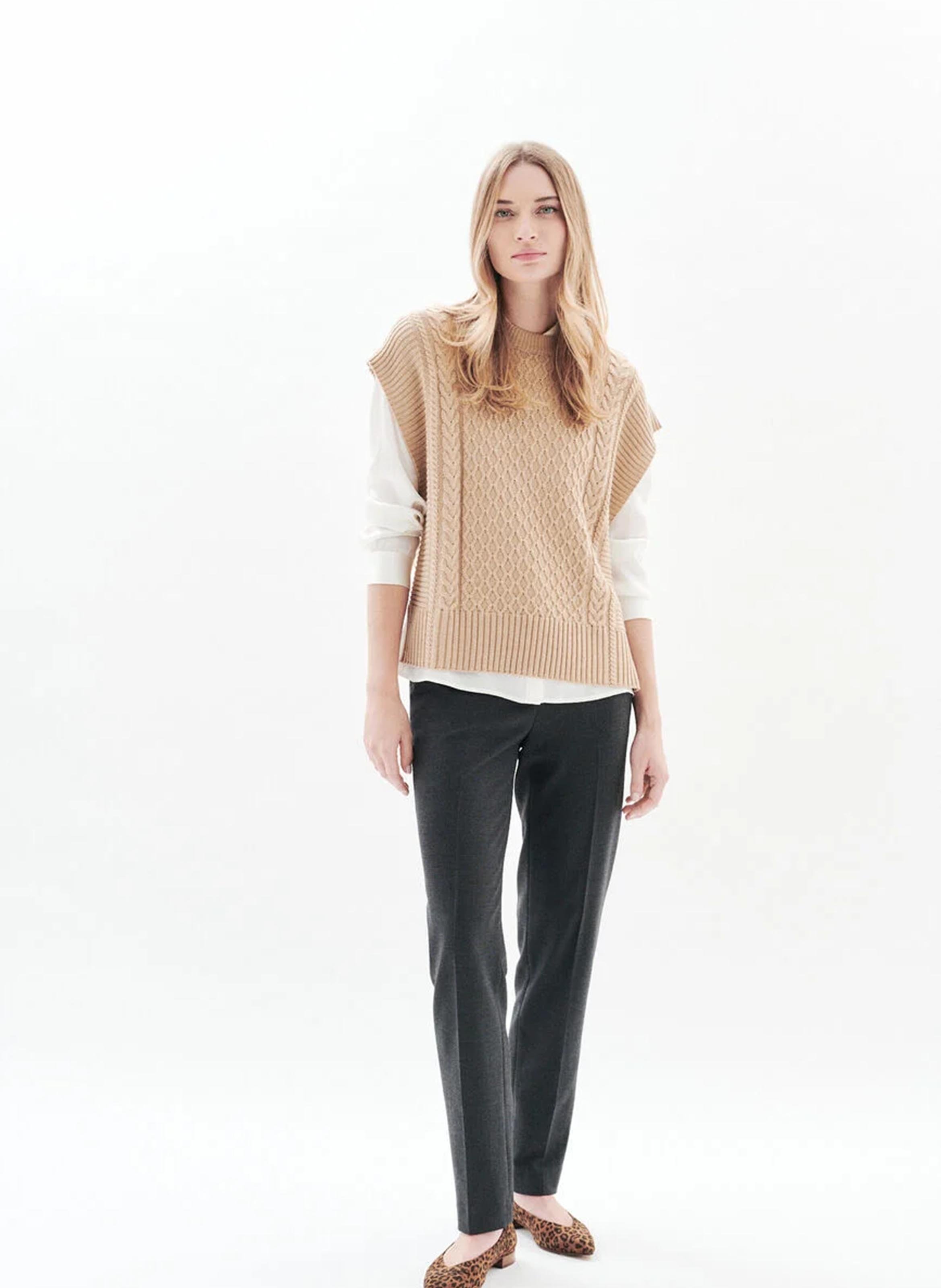 Pull col rond CAROLL Beige