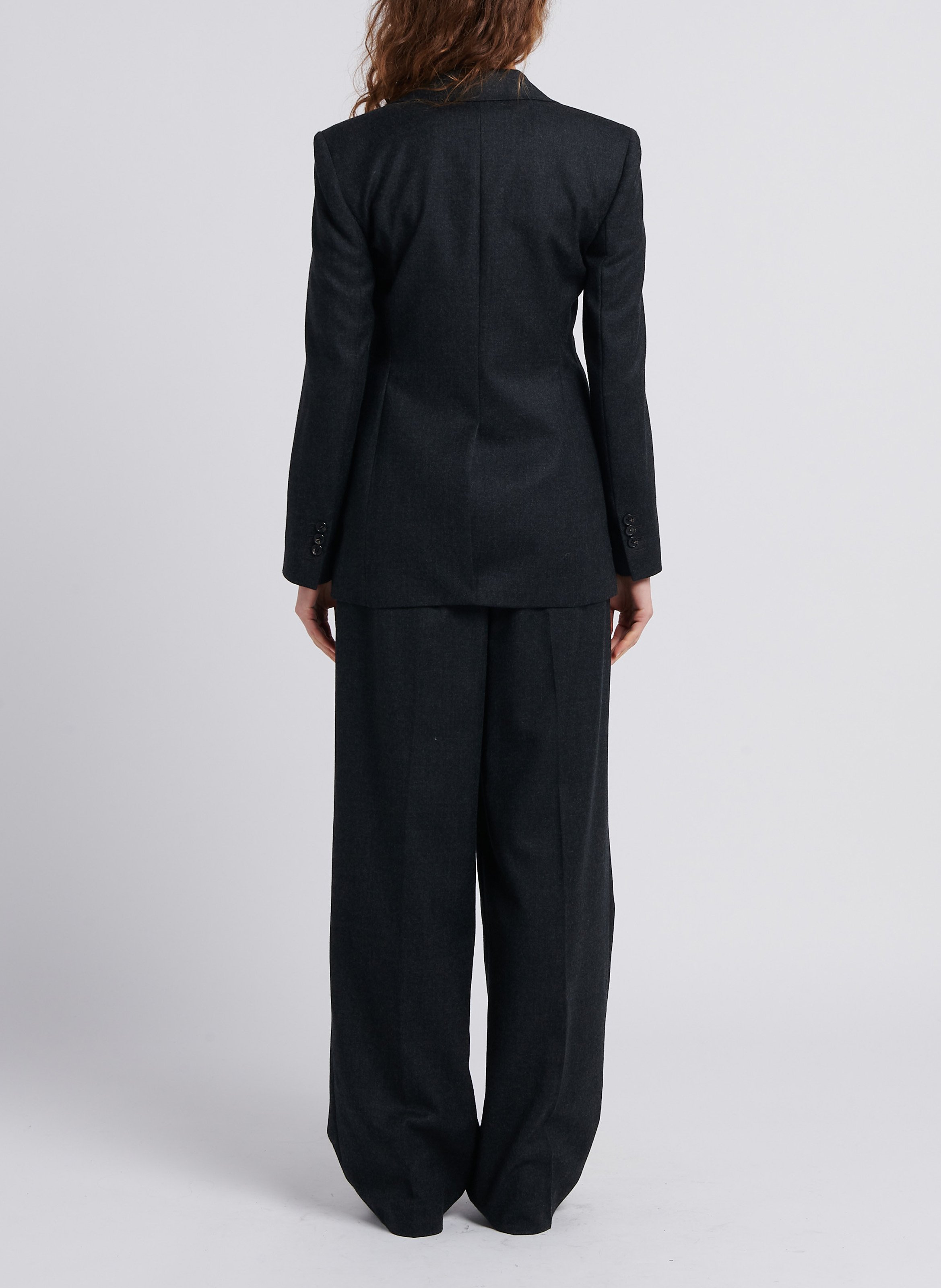 Wijde wollen bandplooibroek THEORY Grijs