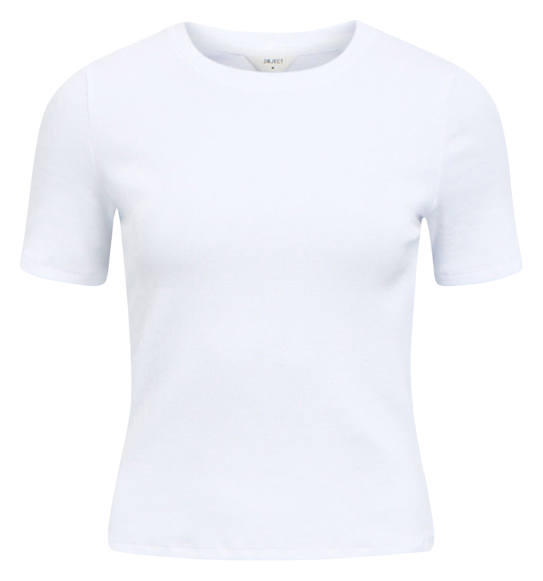 Tee-shirt ajusté col rond en coton bio mélangé OBJECT Blanc