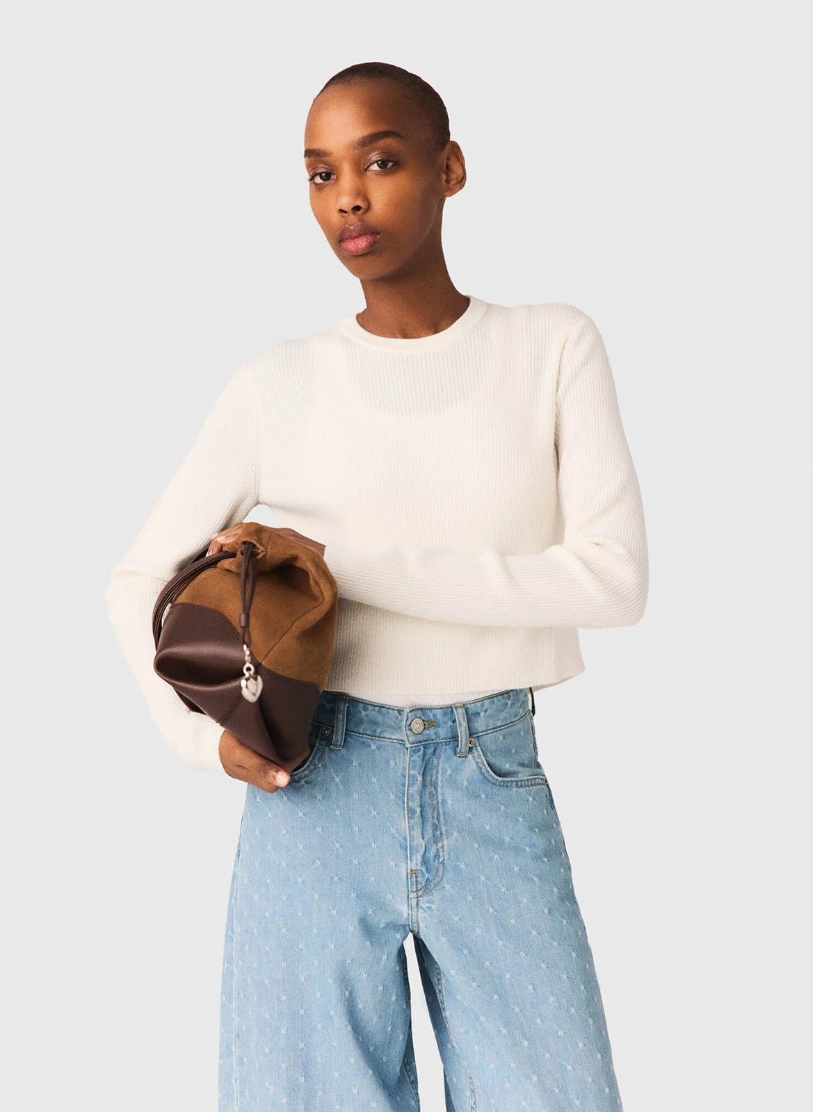 Ribbed wool solid color sweater MAJE Beige