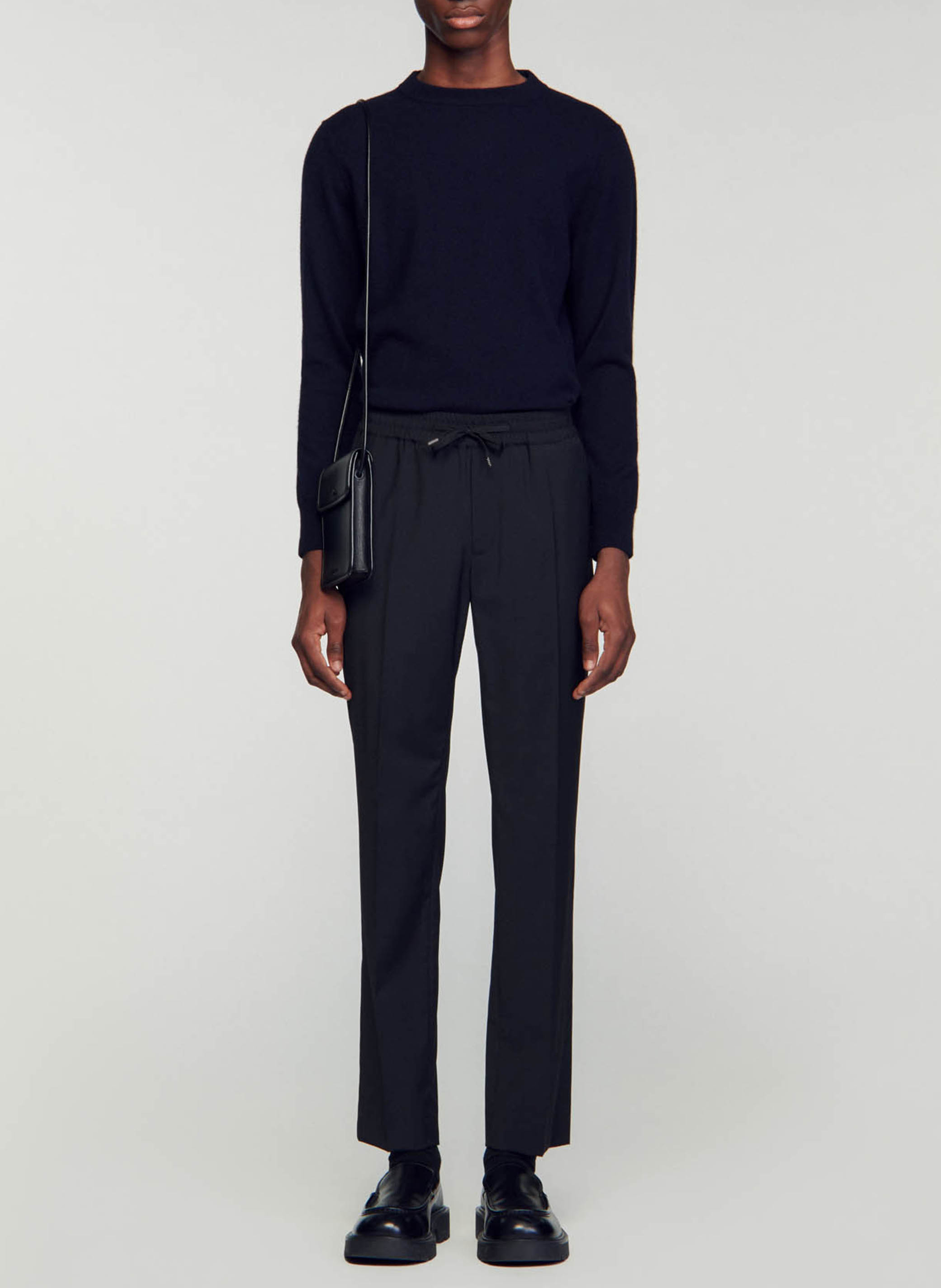 Pantalon droit élastiqué SANDRO Noir