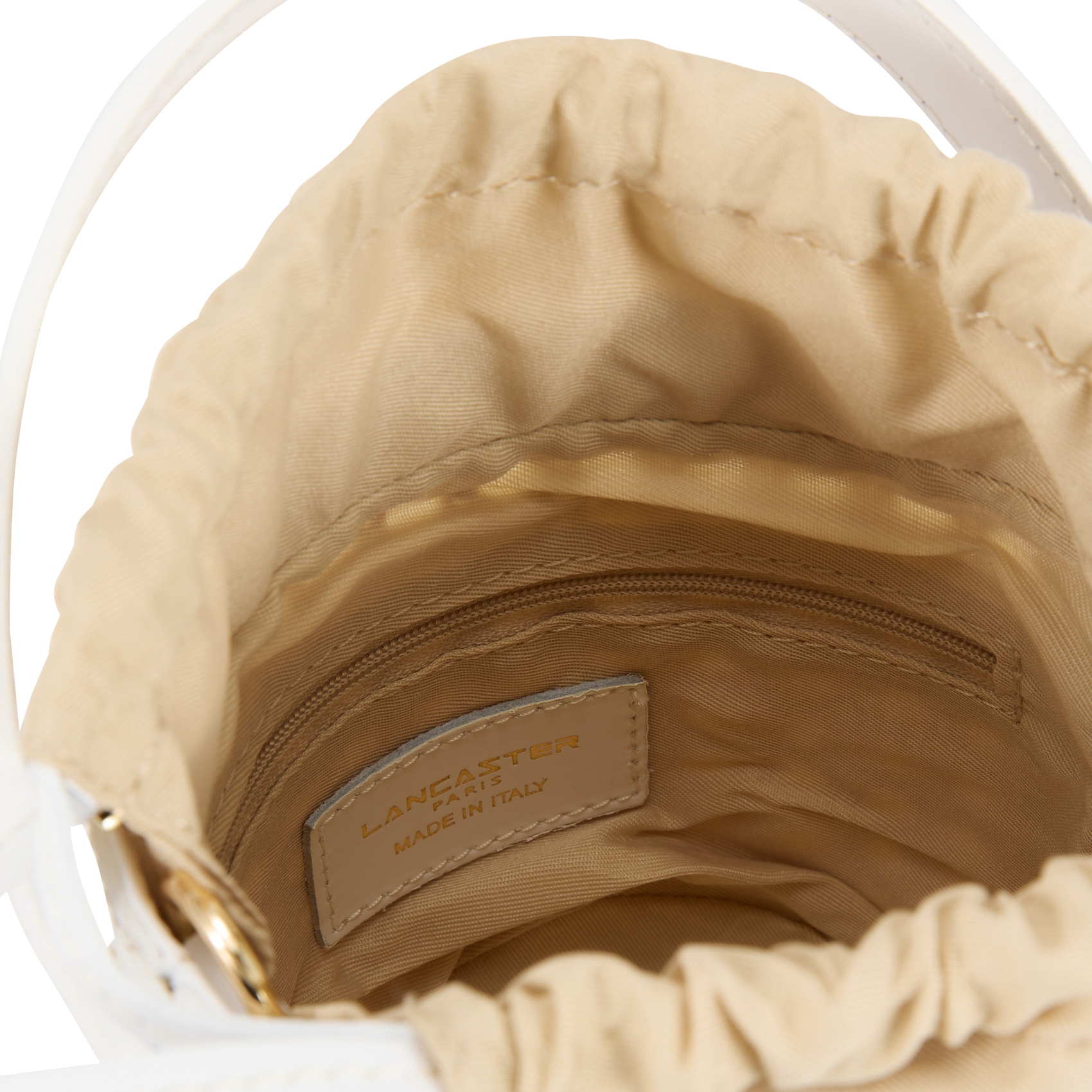 Sac seau en rotin et cuir LANCASTER PARIS Blanc