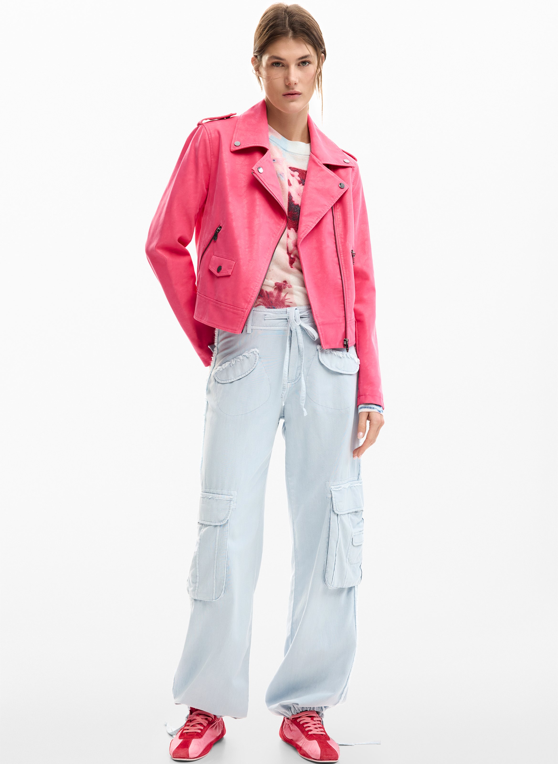 Veste effet daim col classique DESIGUAL Rouge