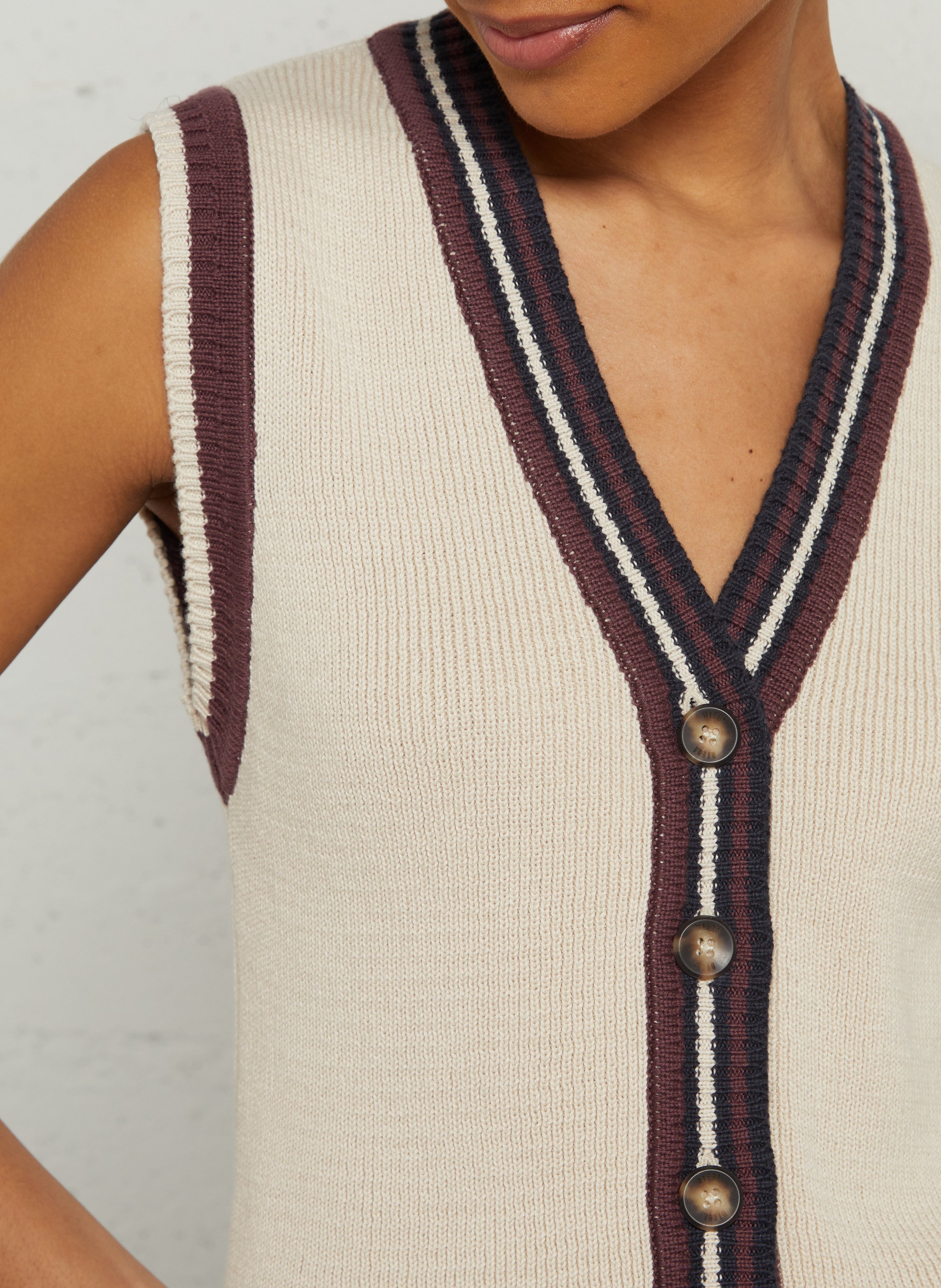 Sleeveless striped cotton V-neck cardigan DIEGA Multicolored