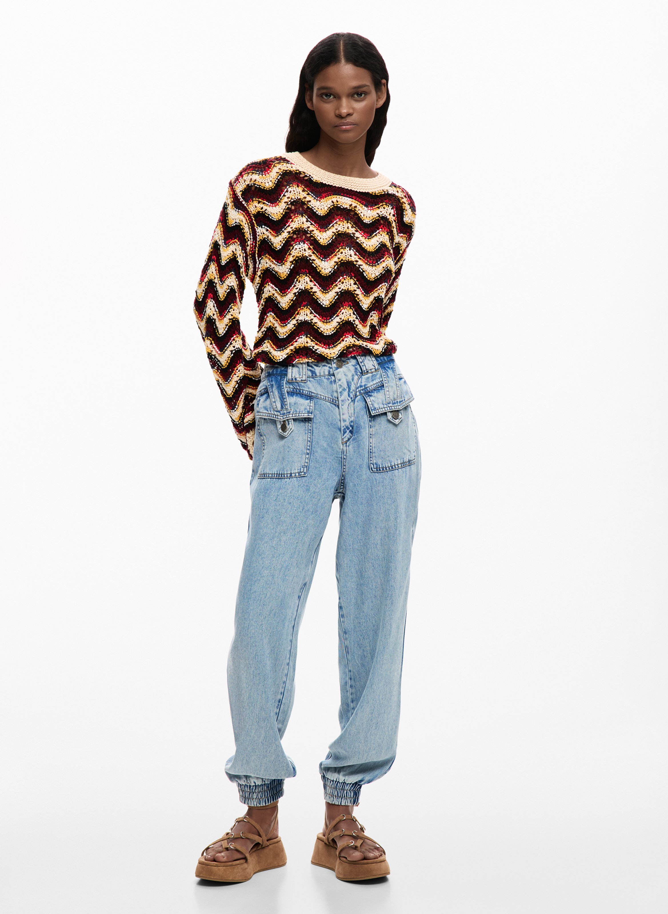 Pantalón ancho ajustado desgastado DESIGUAL Azul