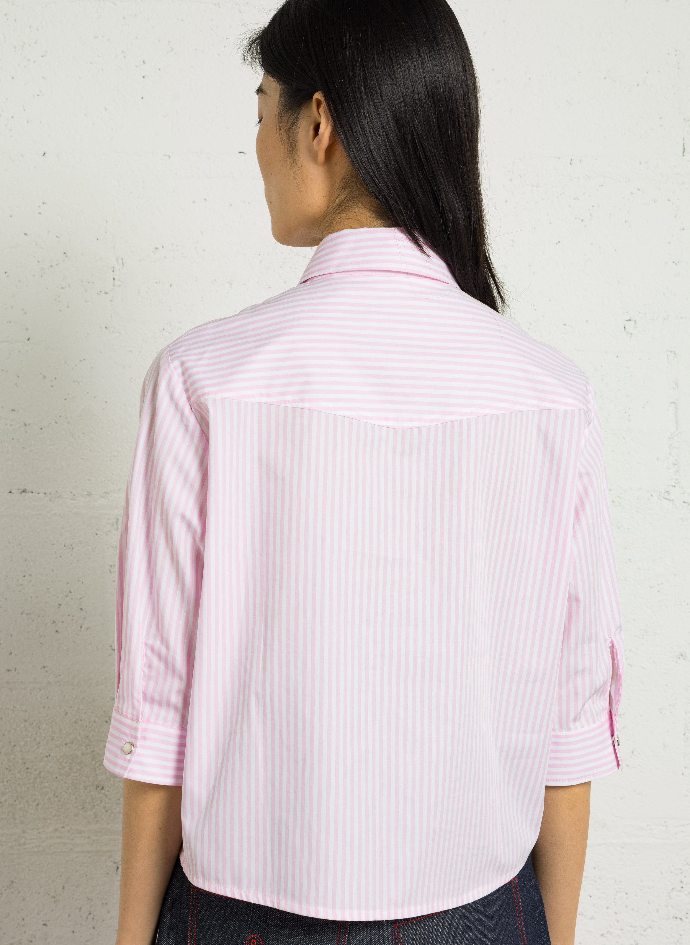 Chemise droite à rayures en coton SUZIE WINKLE Rose