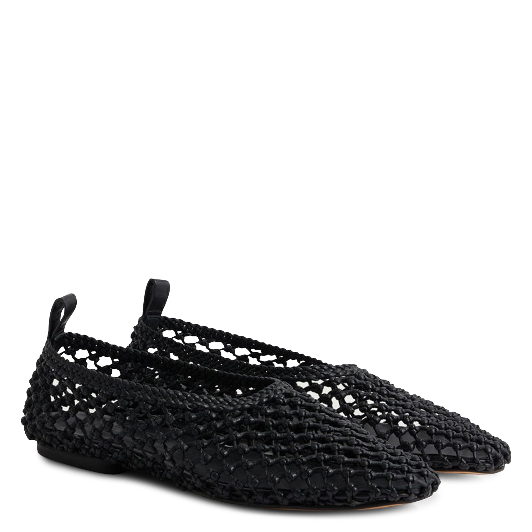 Gevlochten leren ballerina's SOEUR Zwart