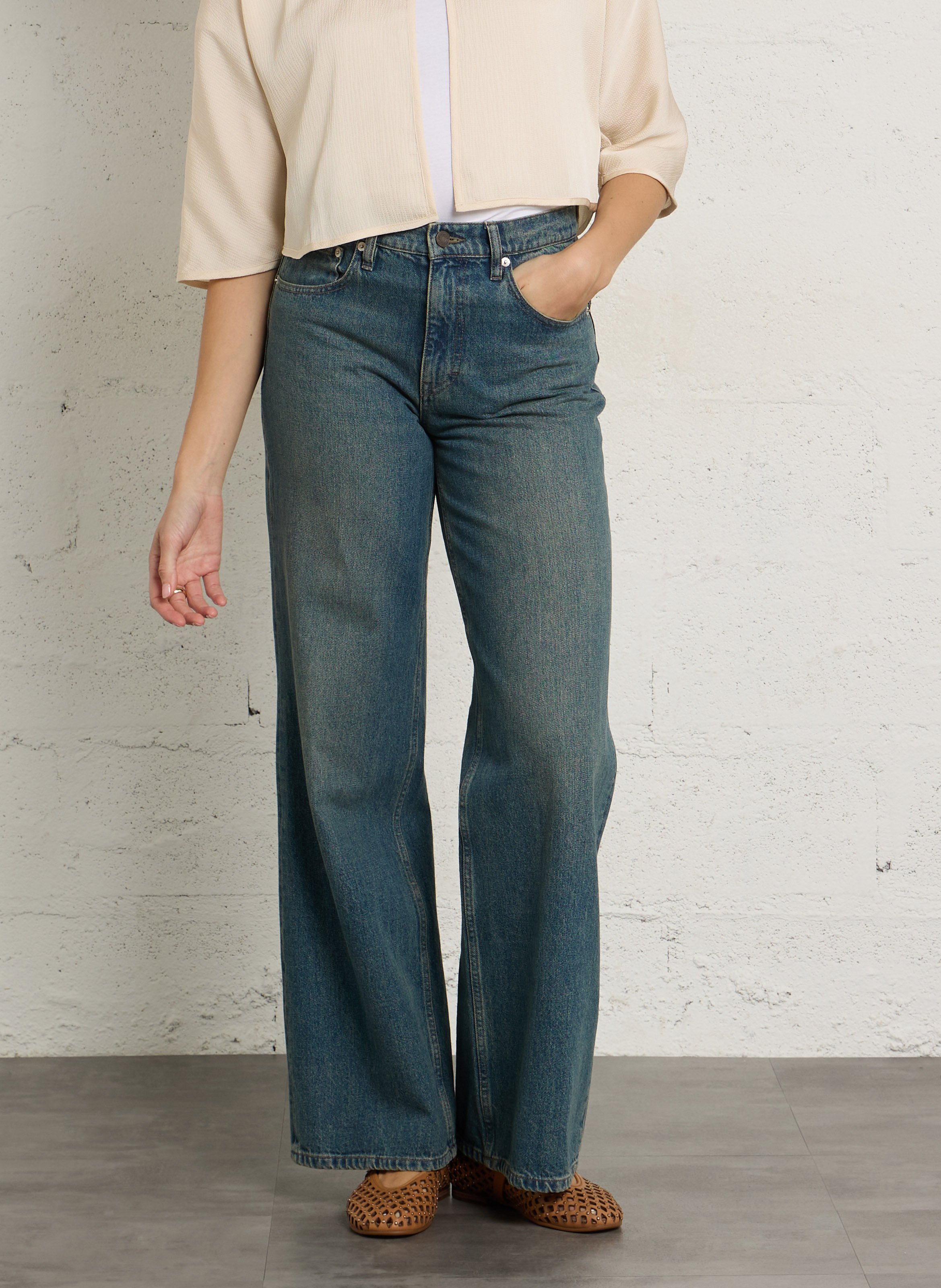 Jean large en coton recyclé LAB DIP Bleu