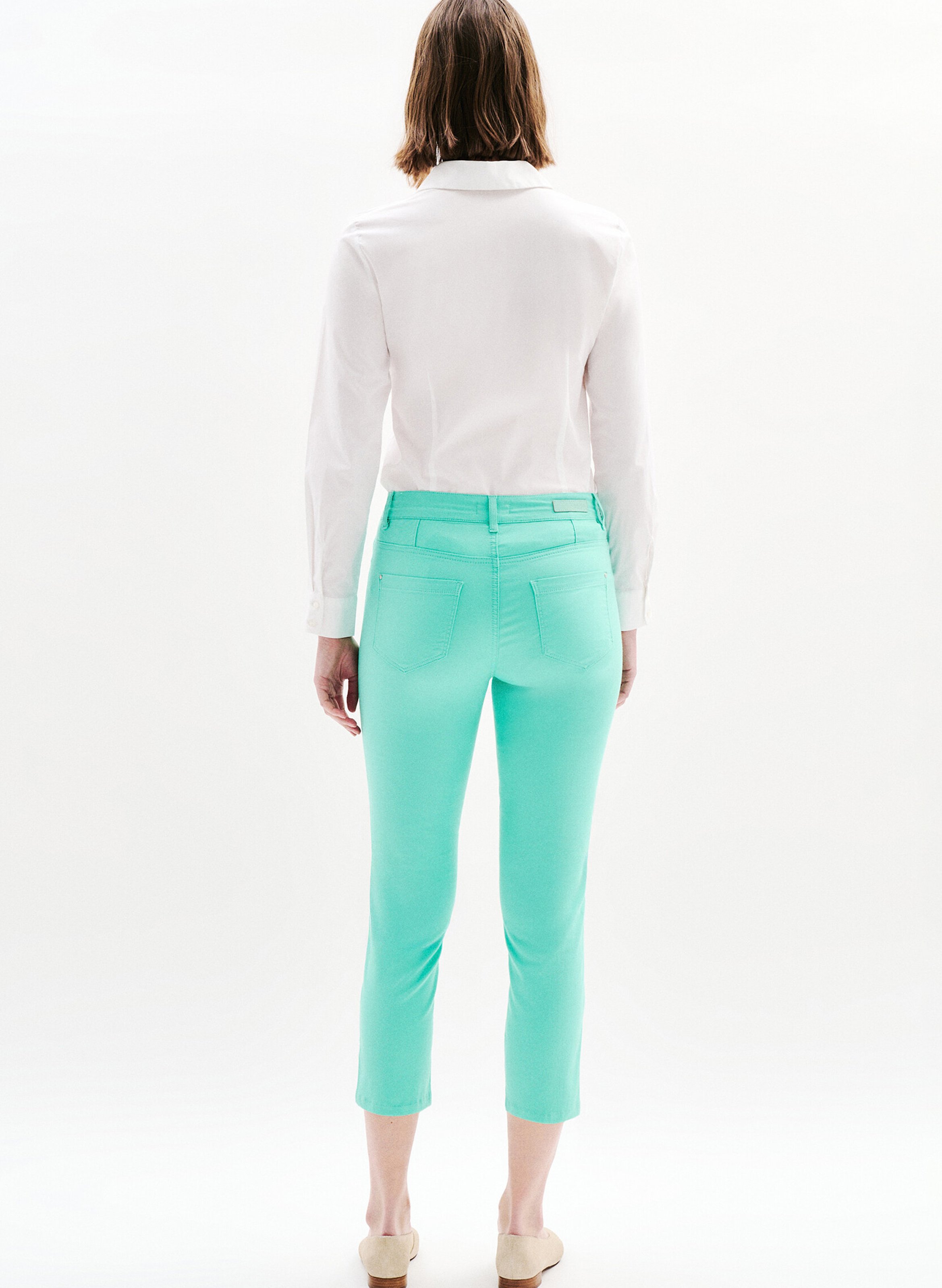 High-rise straight cotton-blend jeans CAROLL Green