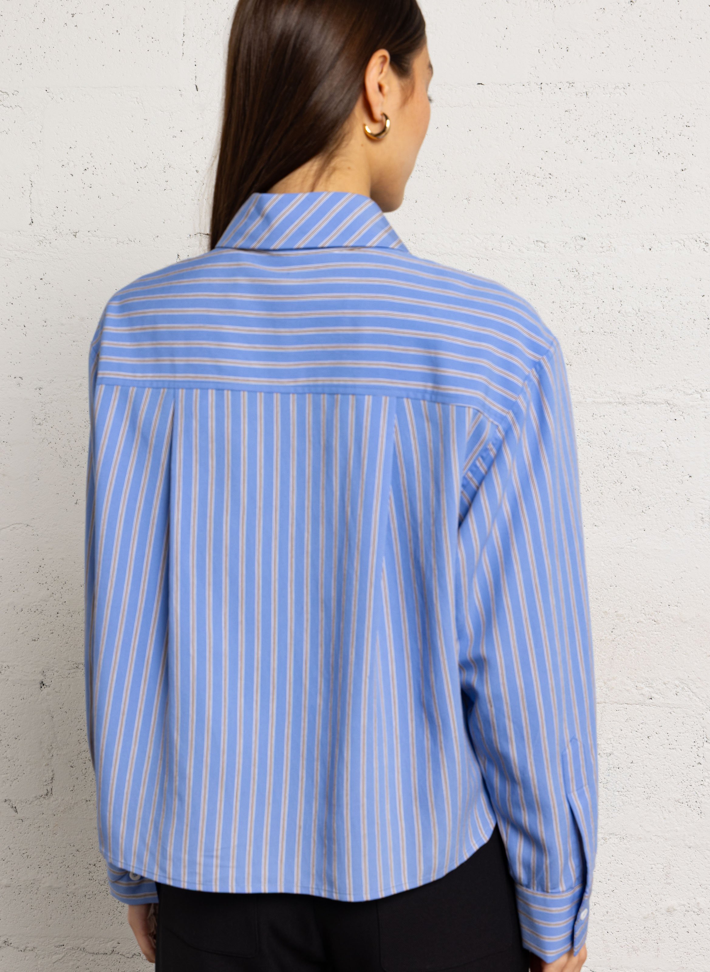 Chemise rayée à col asymétrique MARGAUX LONNBERG Bleu