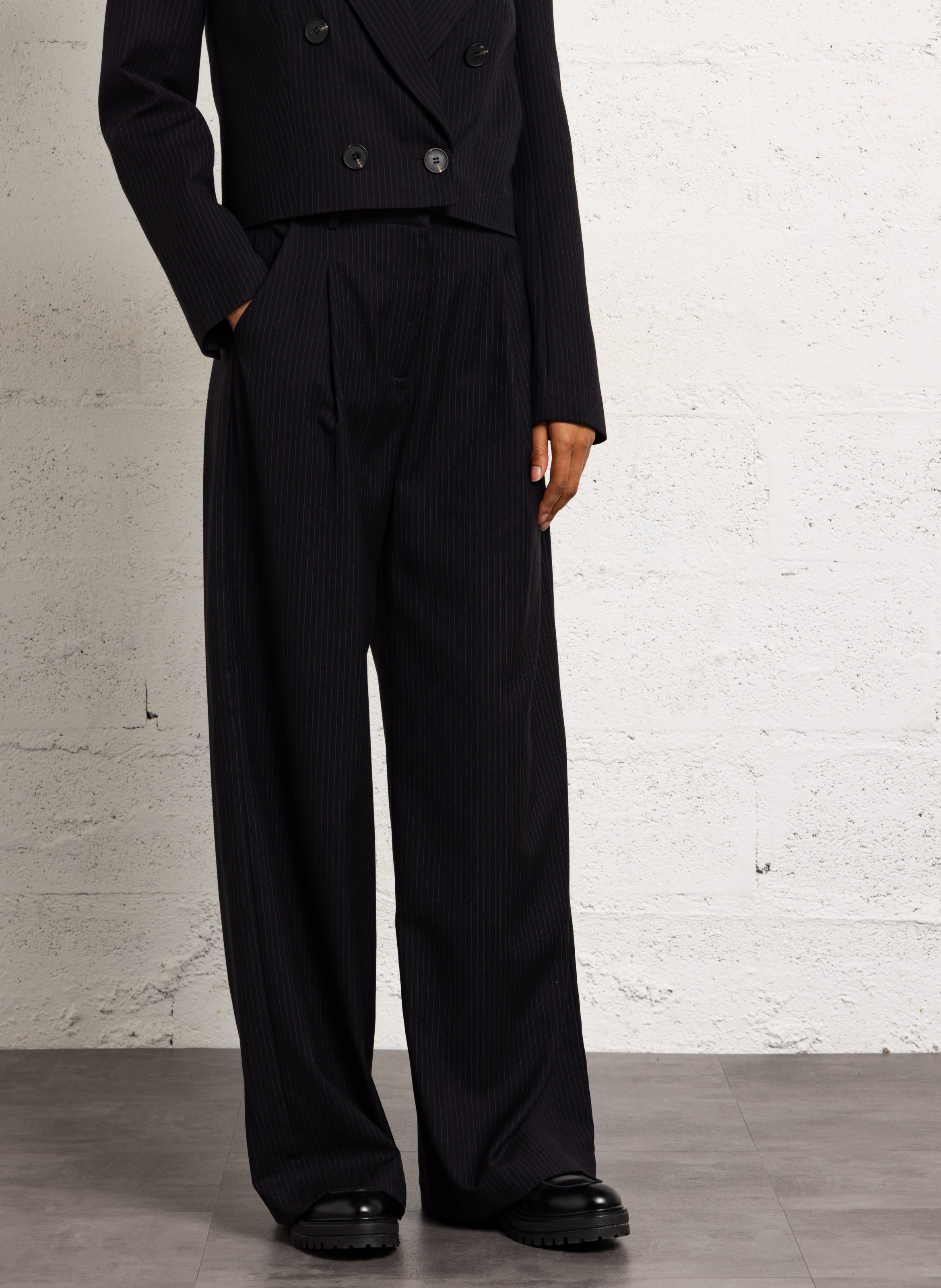 Pantalon large taille haute SUNCOO Bleu