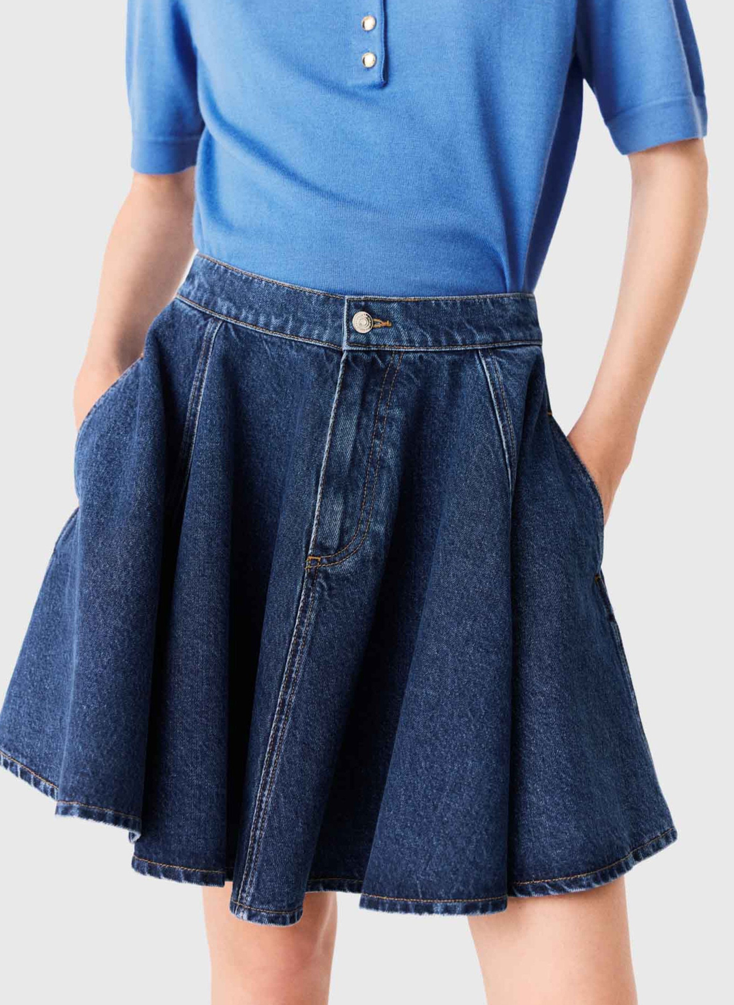 Mini jupe en coton MAJE Bleu