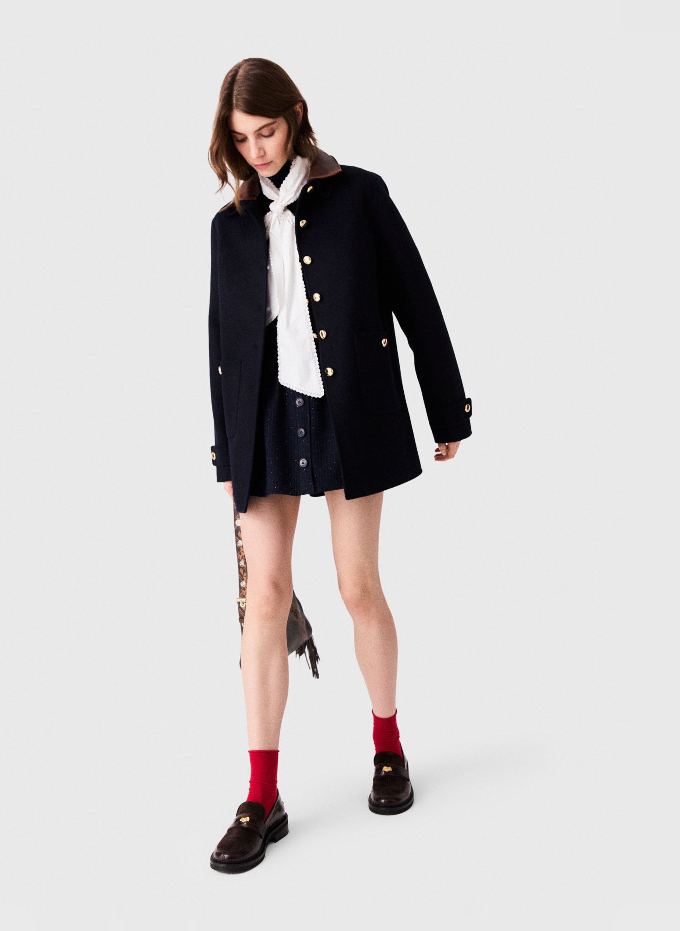 Manteau oversize en laine mélangée MAJE Bleu