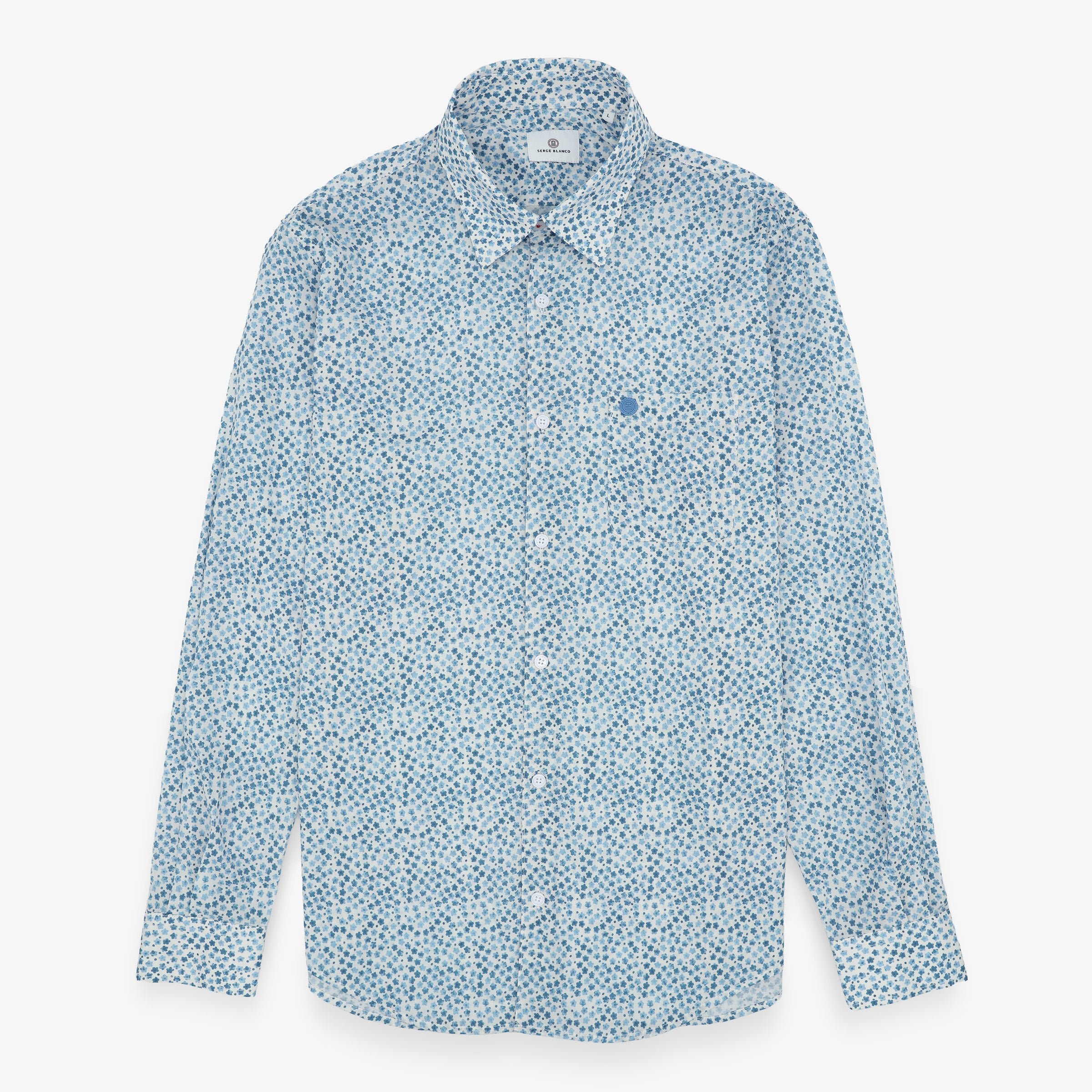 Chemise manches longues imprimée en coton SERGE BLANCO Bleu