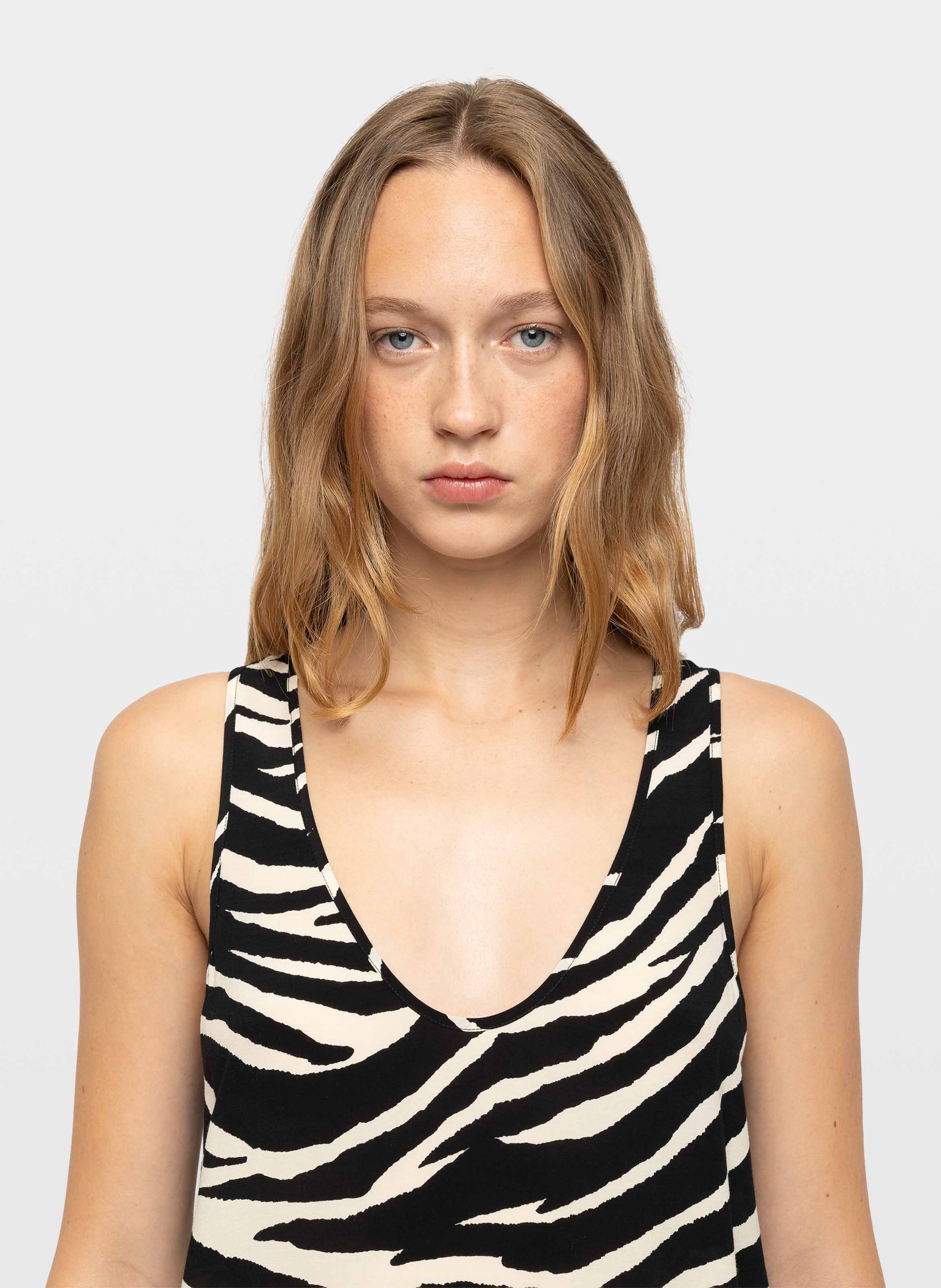 Gerader Top mit Zebra-Muster und V-Ausschnitt ZADIG&VOLTAIRE Schwarz