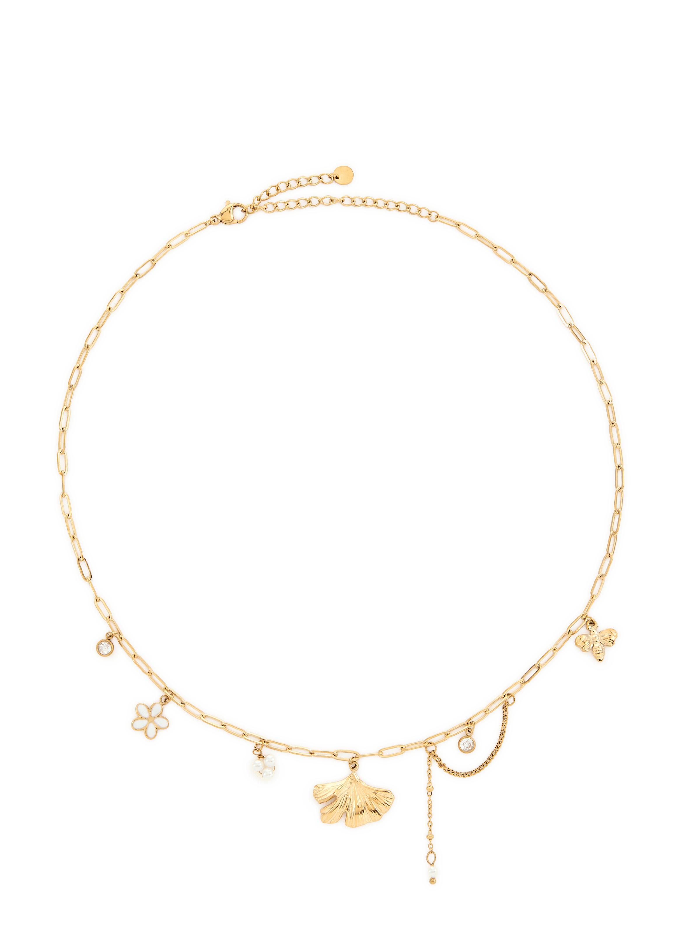 Steel necklace with charms AU PRINTEMPS PARIS Golden