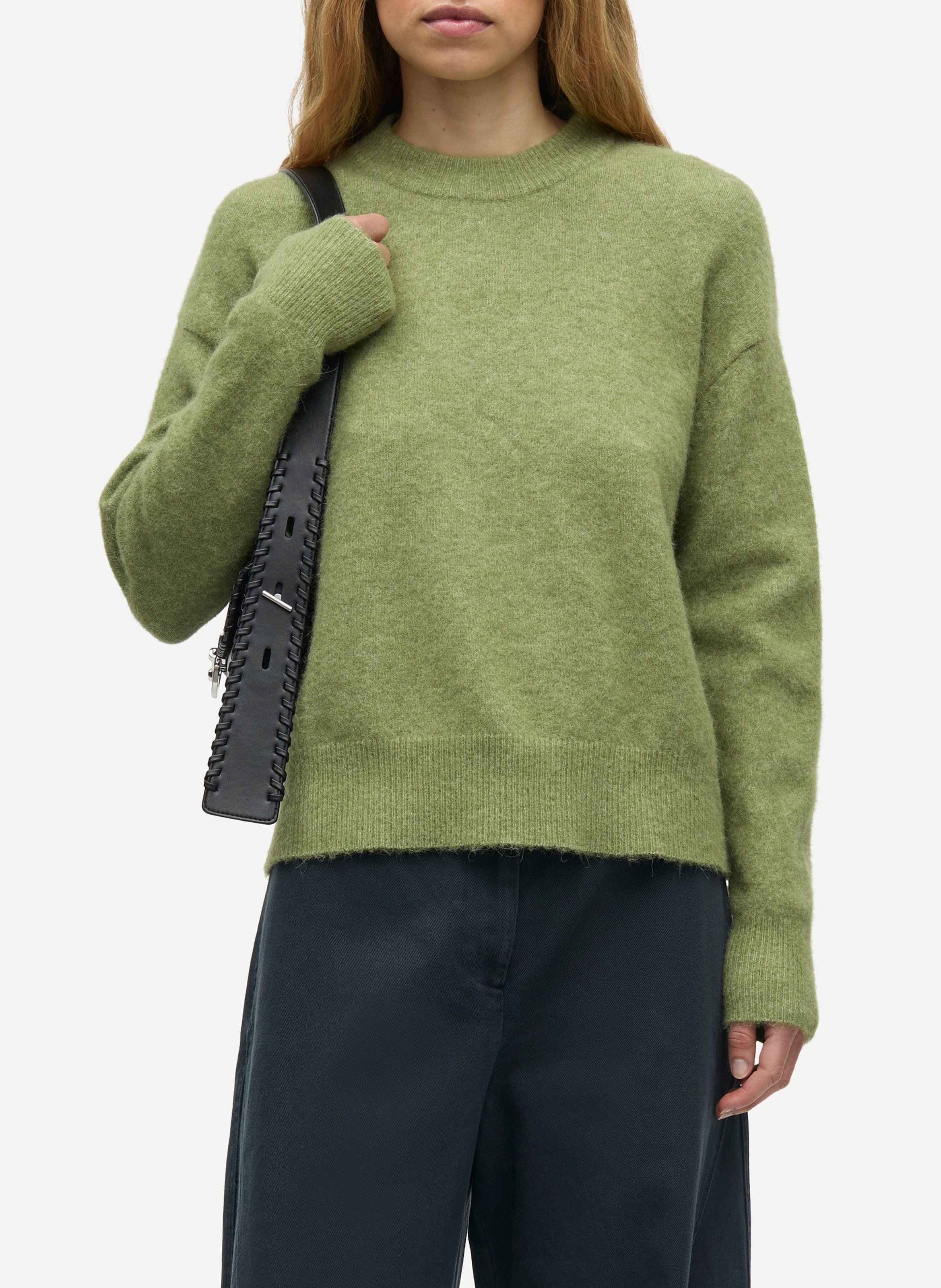 Round-neck wool-blend straight-cut sweater SAMSOE SAMSOE Green