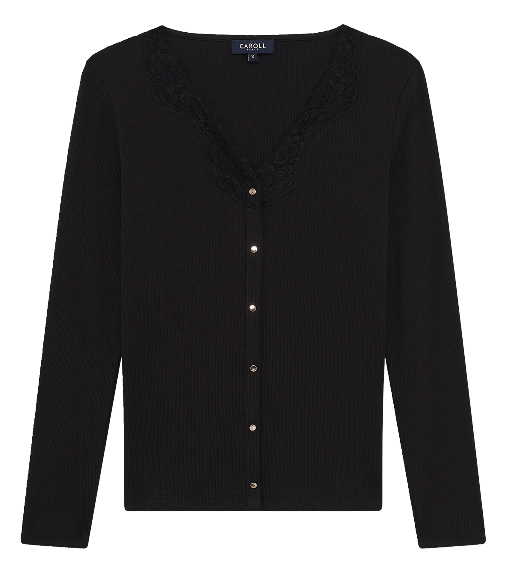 Cotton-blend V-neck cardigan CAROLL Black