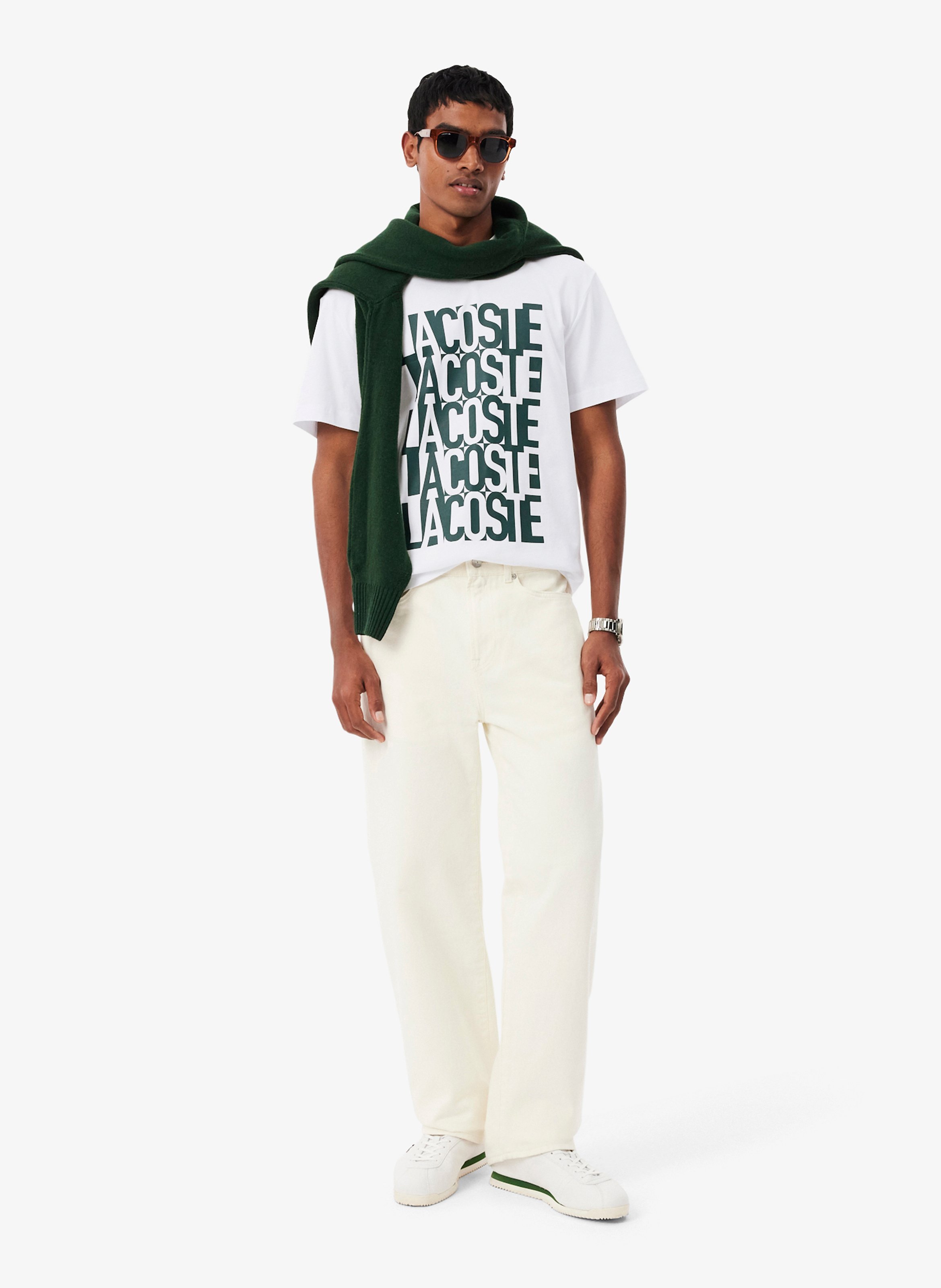 Cotton-mix printed T-shirt LACOSTE White