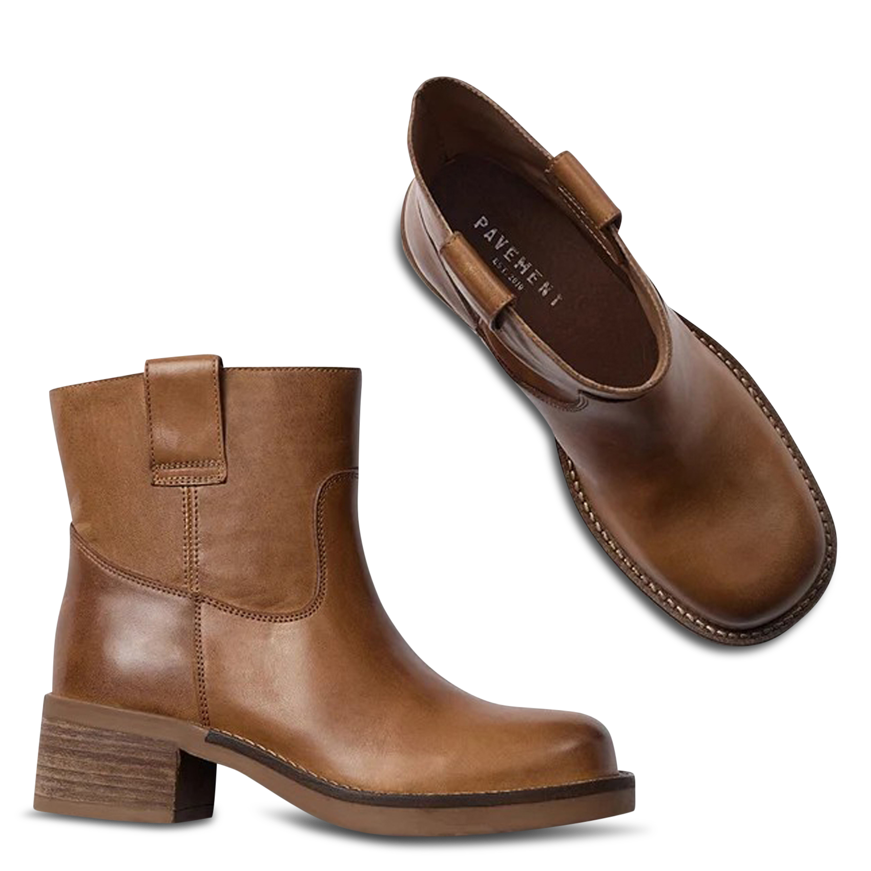 Bottines unies en cuir PAVEMENT Marron