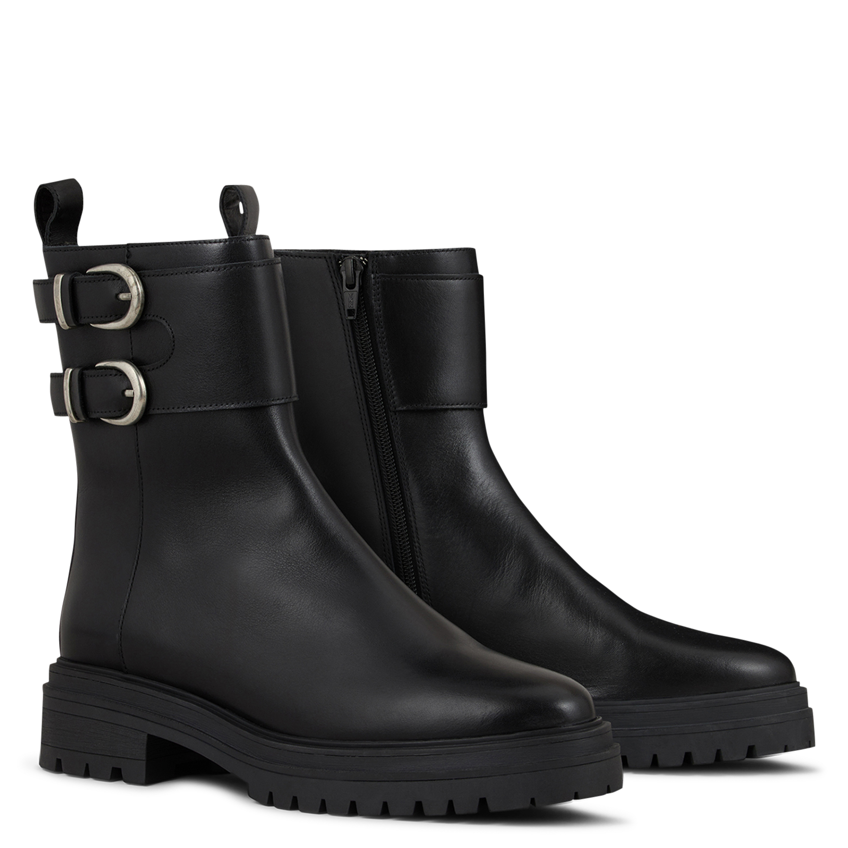 Bottines à boucles en cuir BA&SH Noir