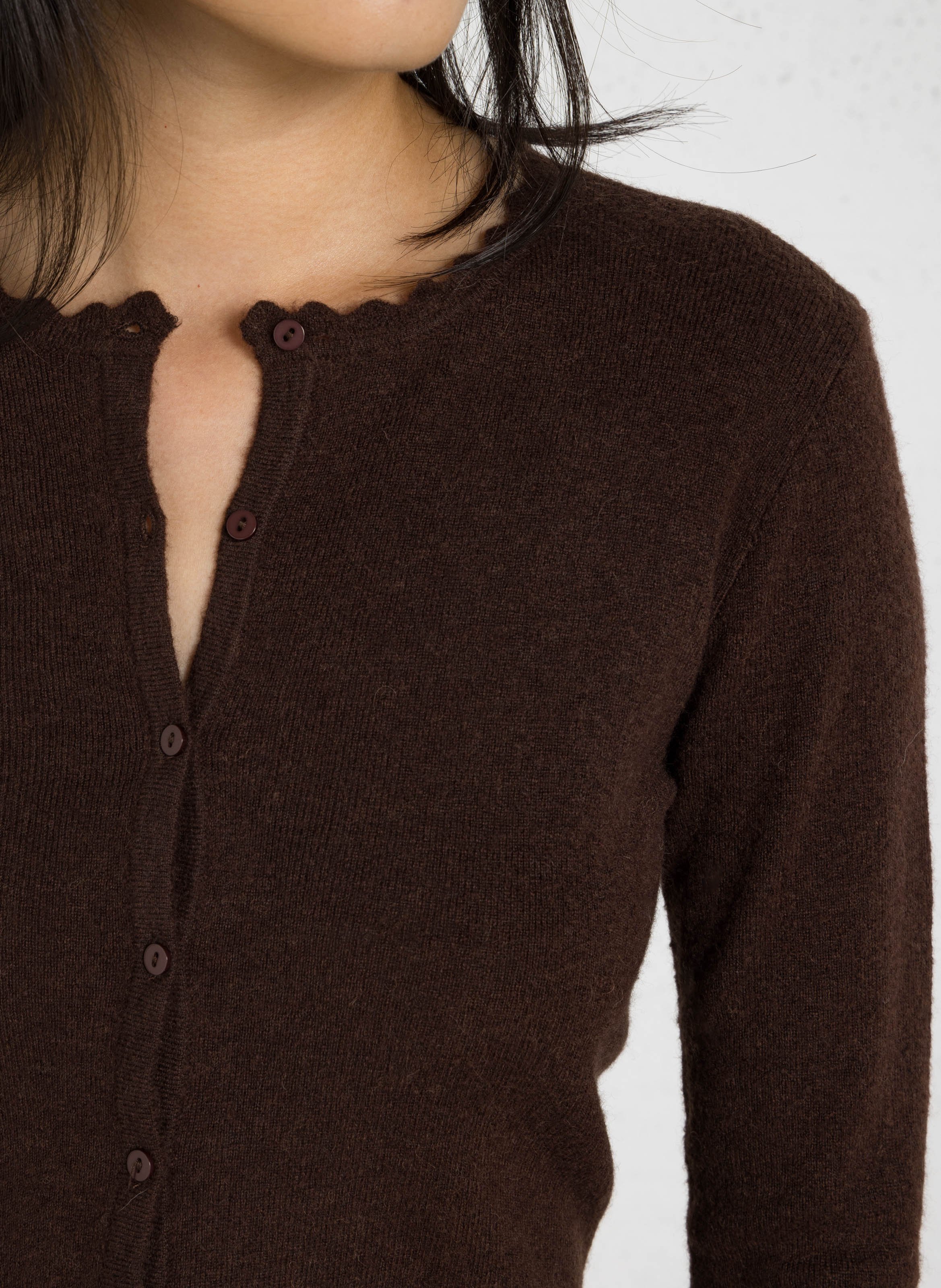 Round neck buttoned vest in plain color PETITE MENDIGOTE Brown