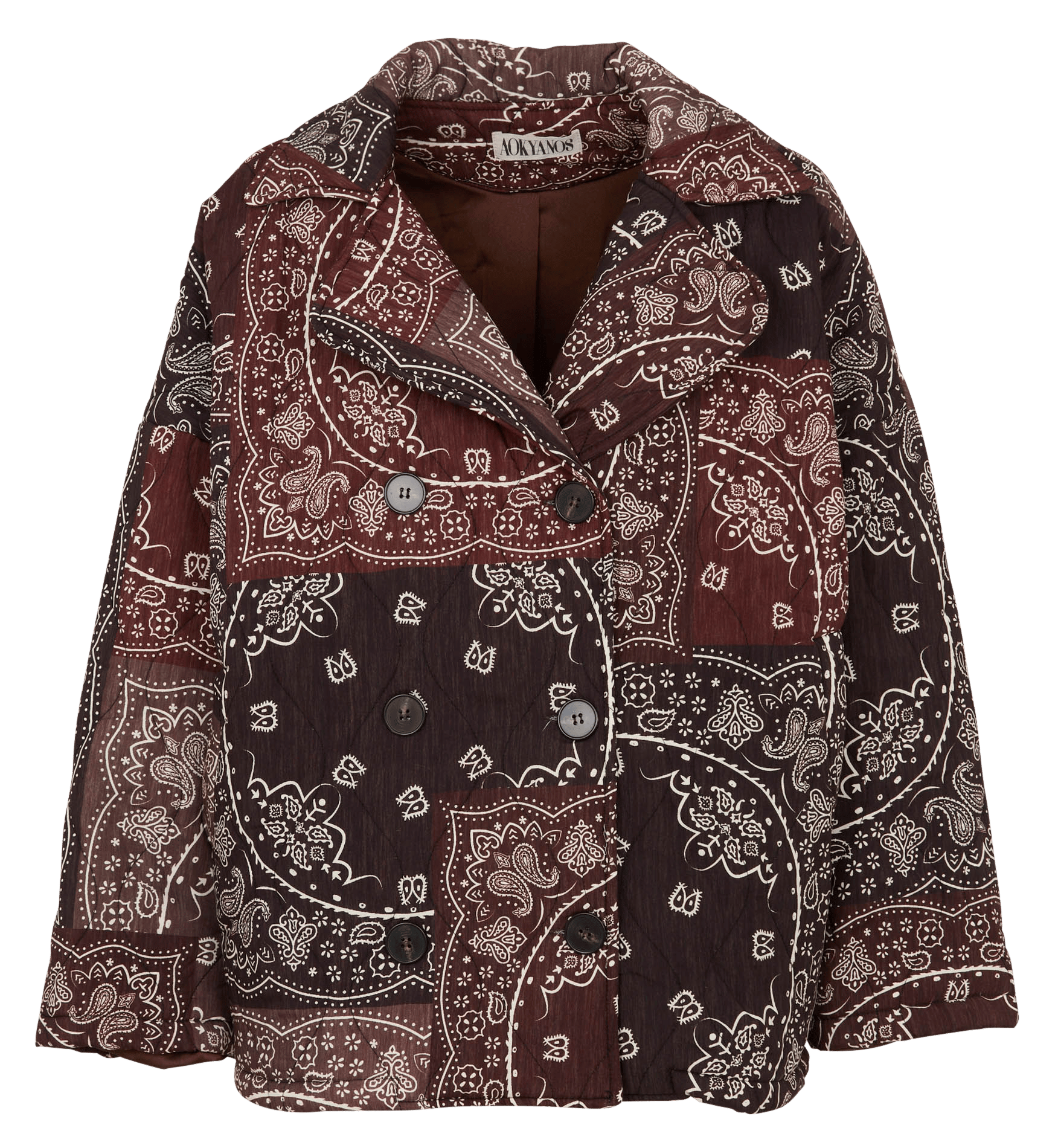 Veste ample col tailleur imprimée AOKYANOS Marron