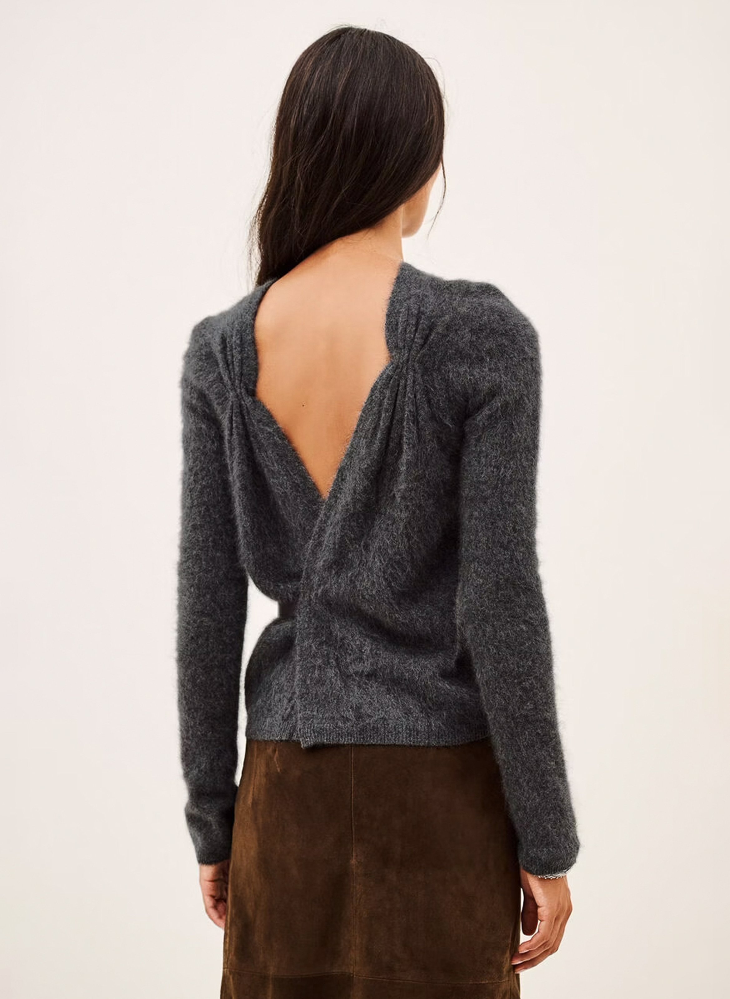 Taillierte Strickjacke aus Leinen BA&SH Grau
