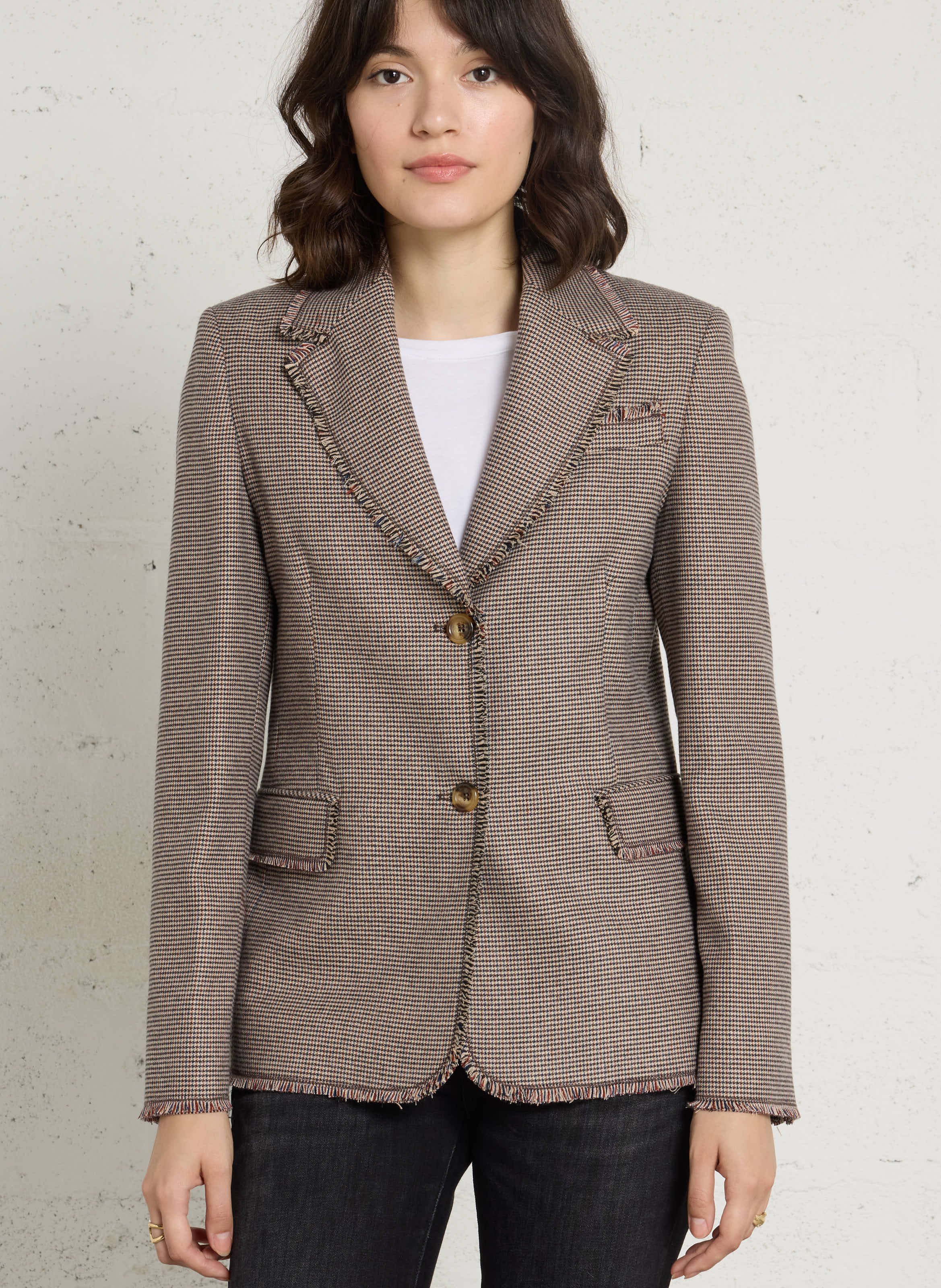 Blazer ajusté à pied-de-poule LIU JO Marron