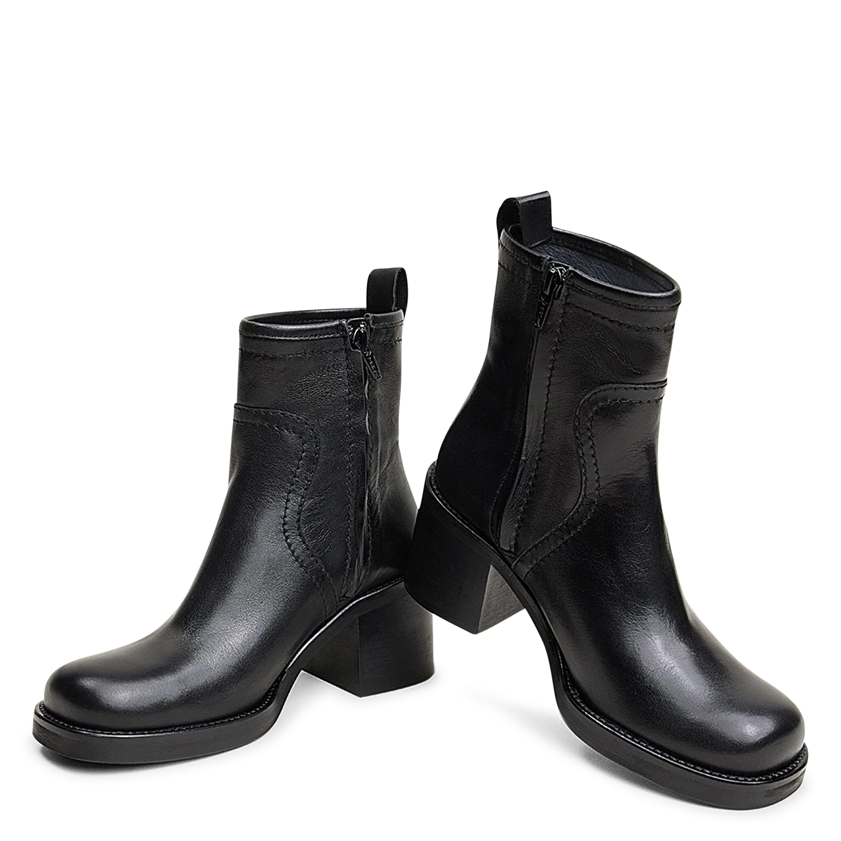 Bottines à talon en cuir JONAK Noir
