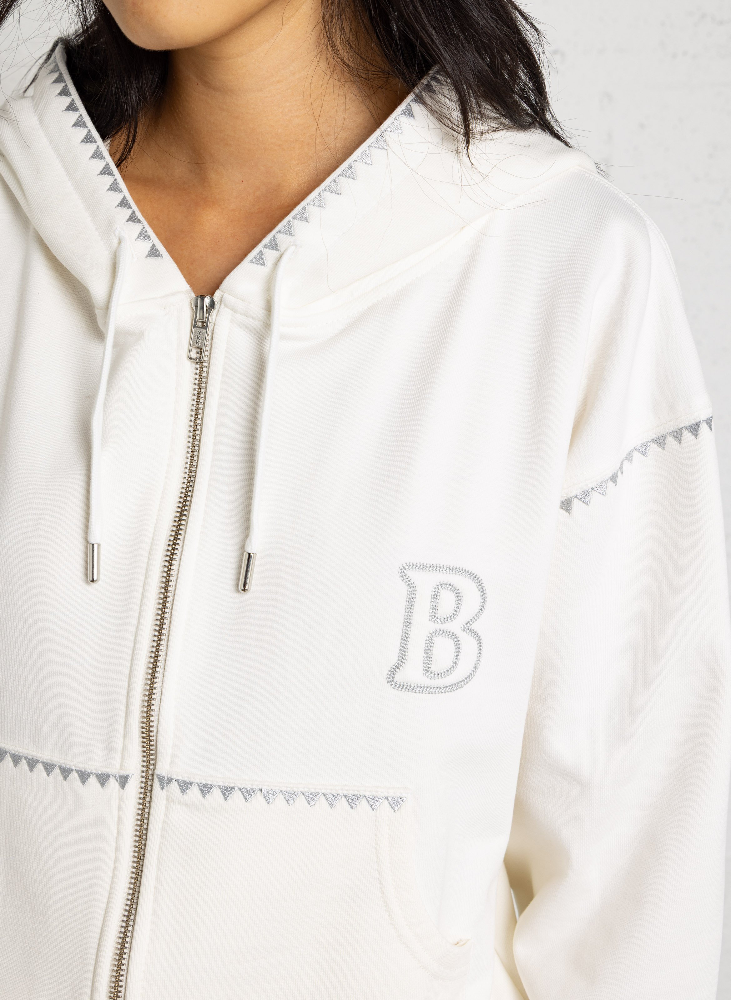 Embroidered cotton hoodie BERENICE White