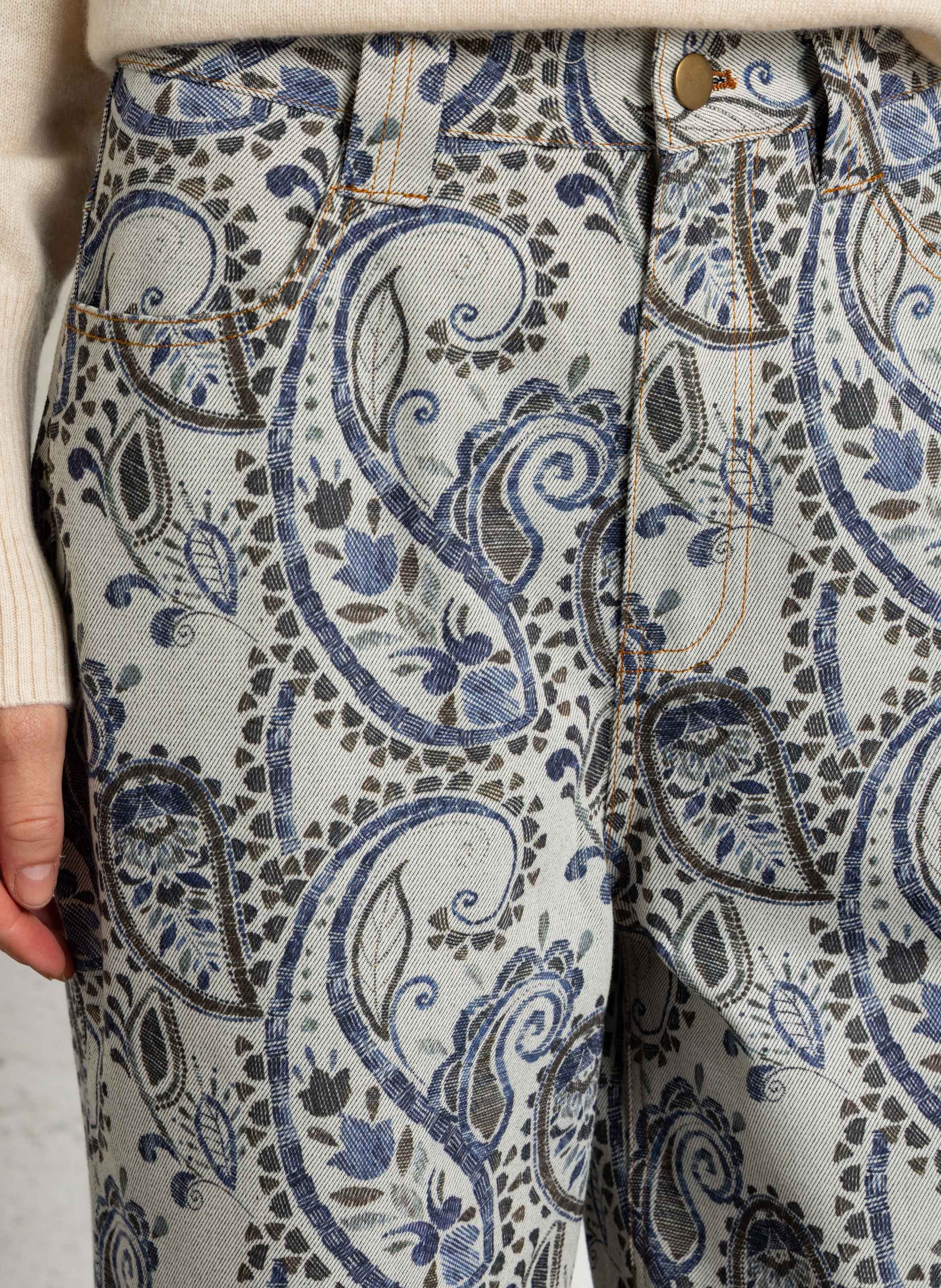 Hoch geschnittene weite Jeans mit Print SEE U SOON Braun