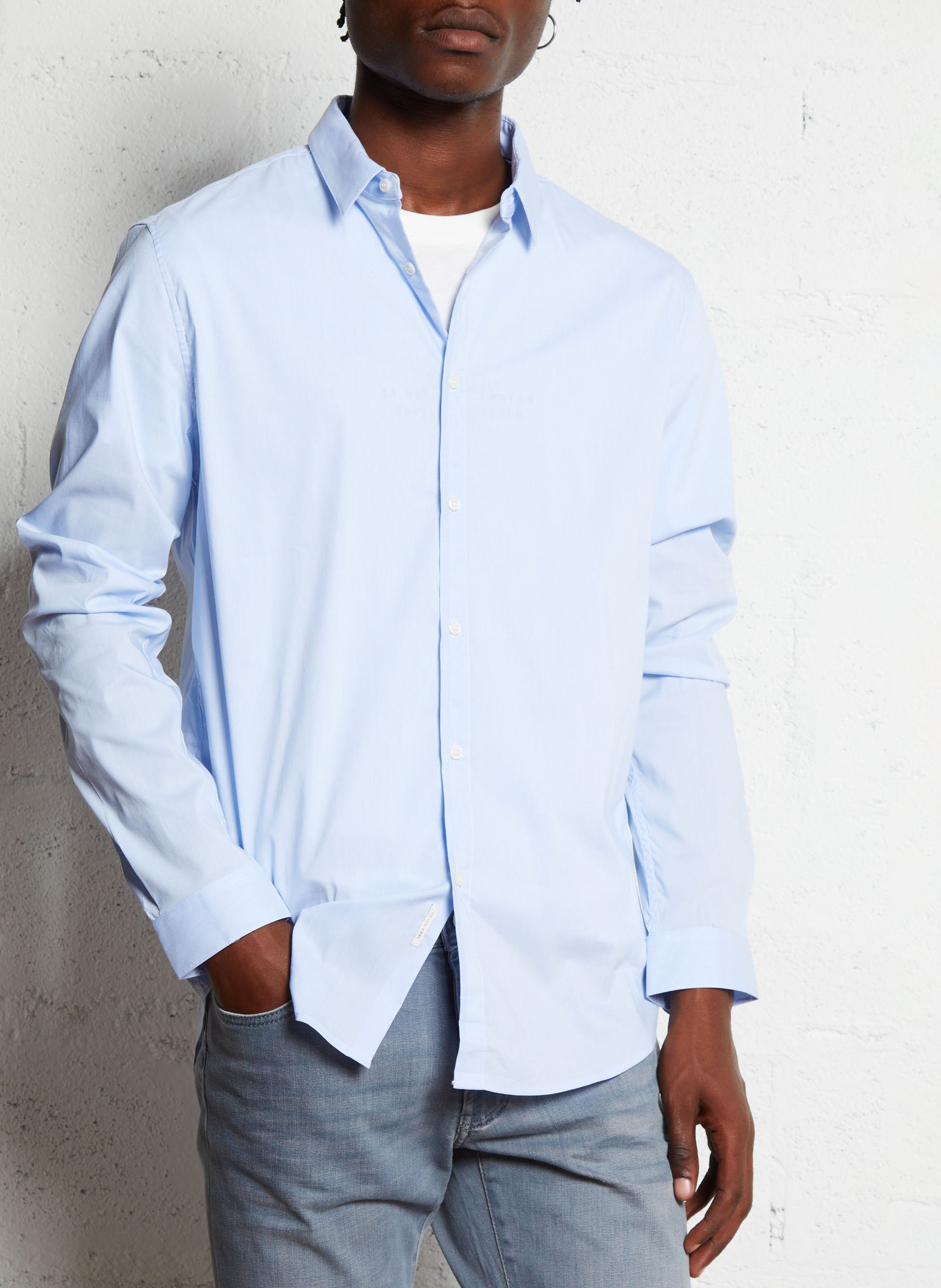 Hemd aus Baumwoll-Mix mit klassischem Kragen, Slim Fit IKKS Blau