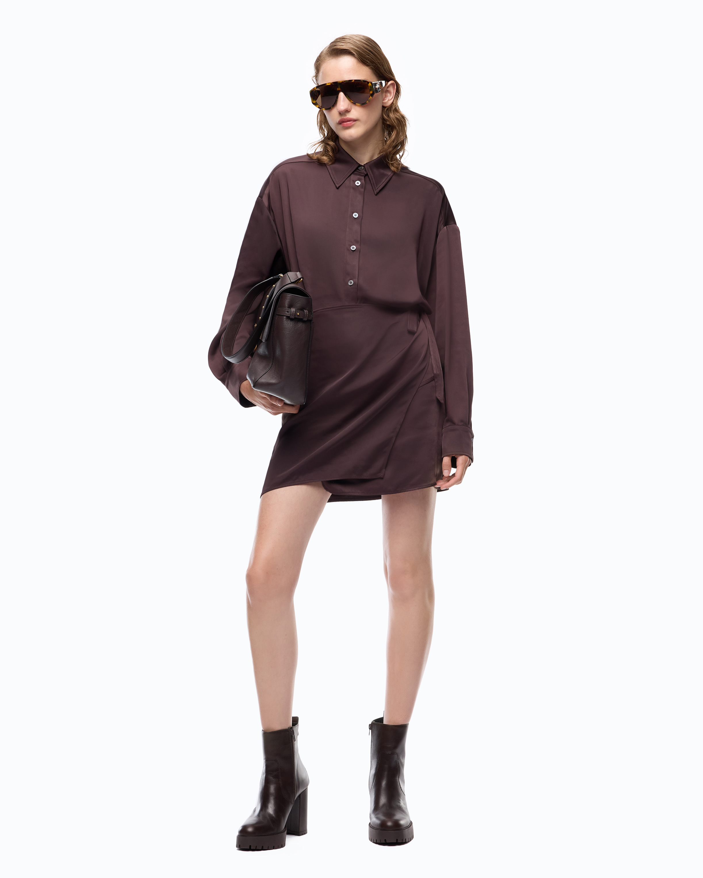 Robe courte boutonnée PINKO Marron