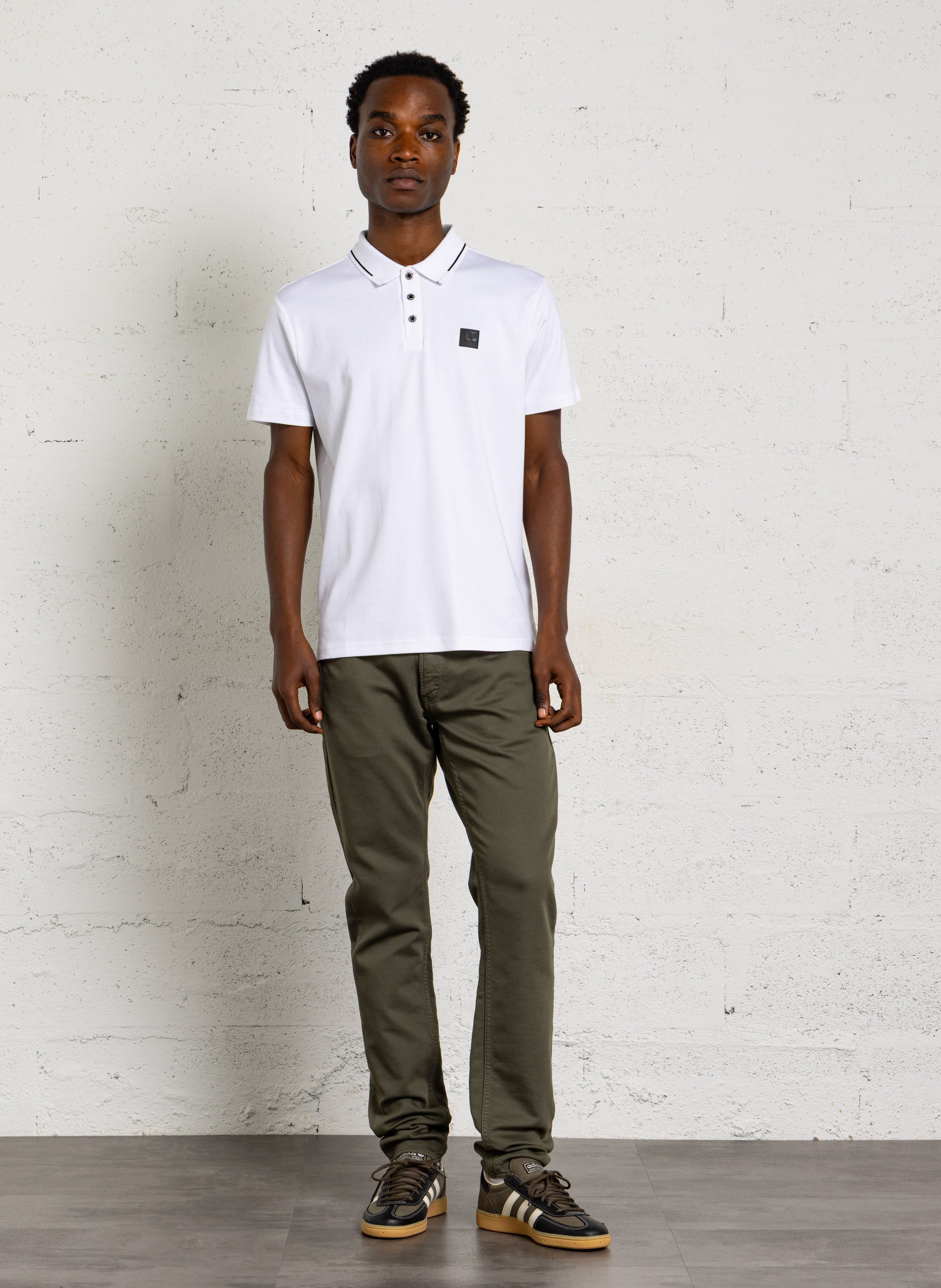 Polo droit manches courtes uni en coton LE TEMPS DES CERISES Blanc