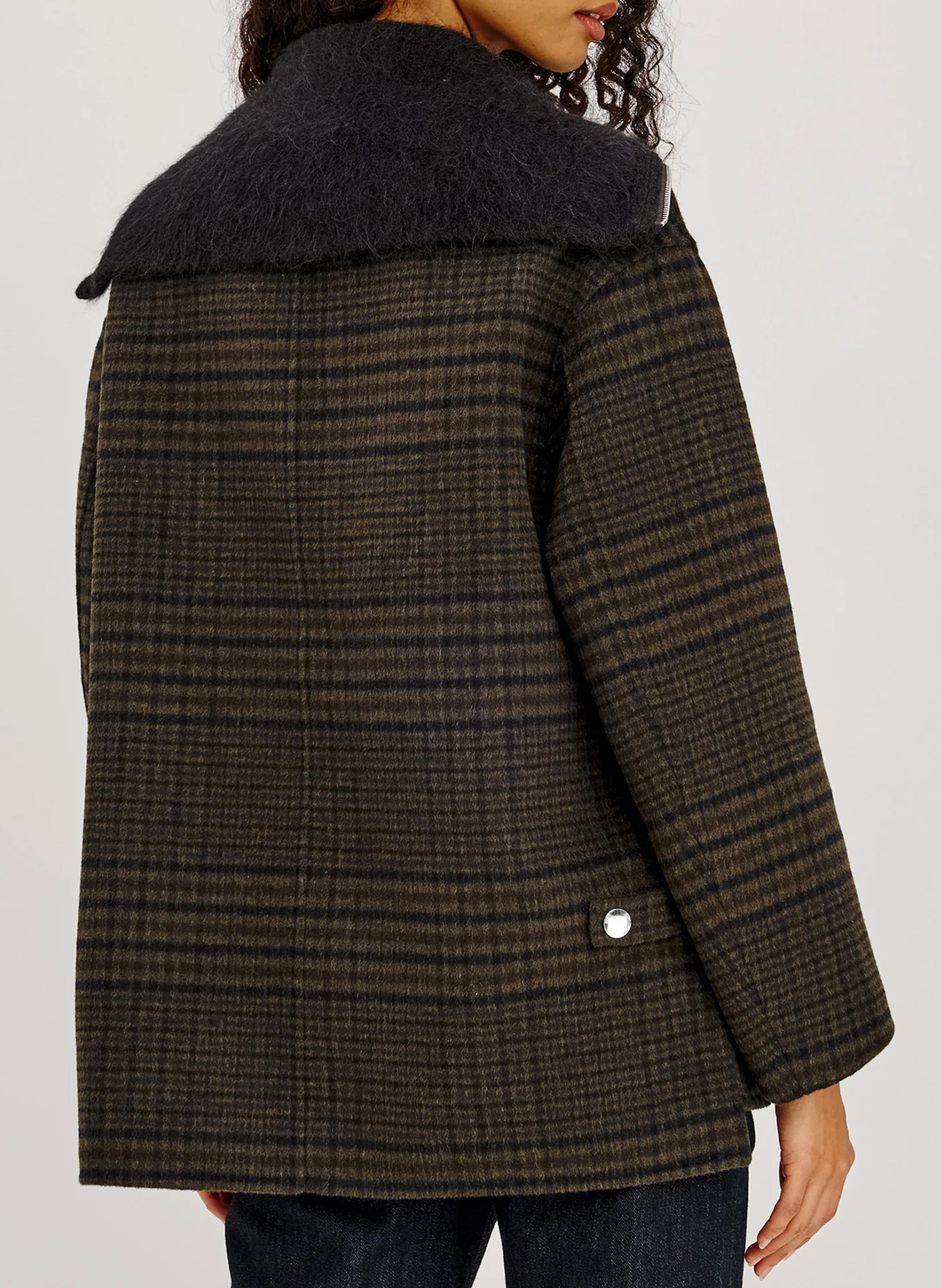 Straight zip-up coat in blended wool RAILS Brown