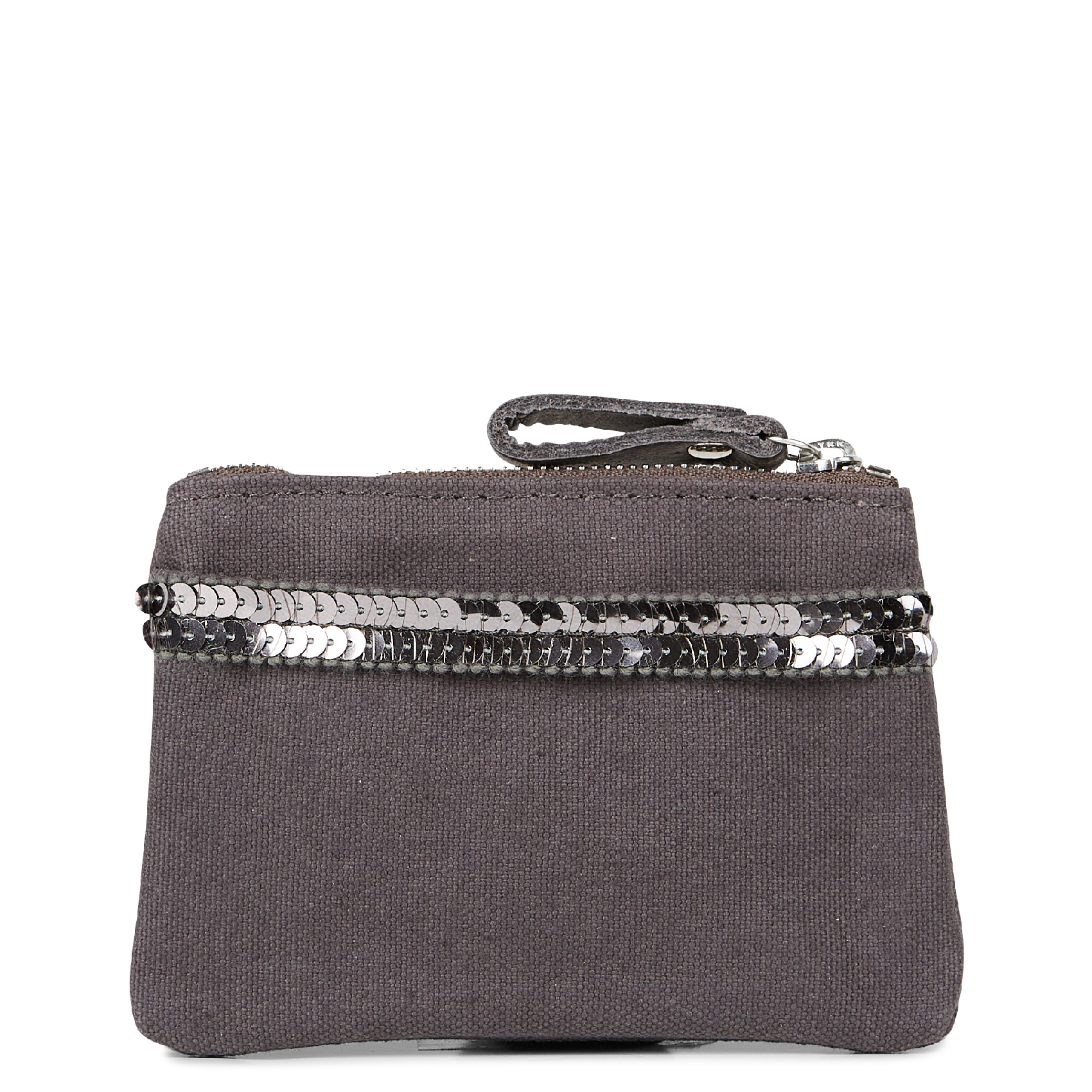 Porte-monnaie à sequins en coton VANESSA BRUNO Gris