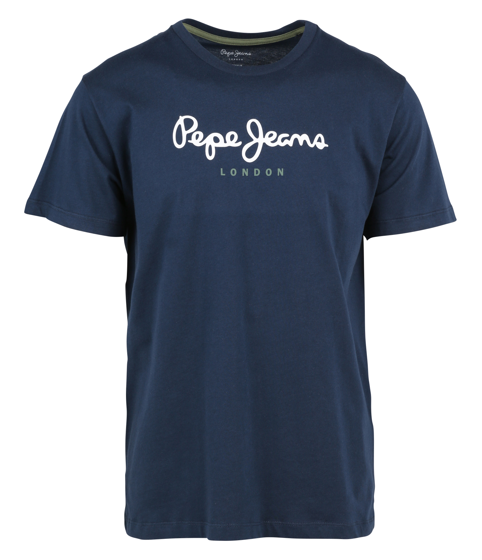 Round-neck cotton T-shirt with screen print PEPE JEANS Blue