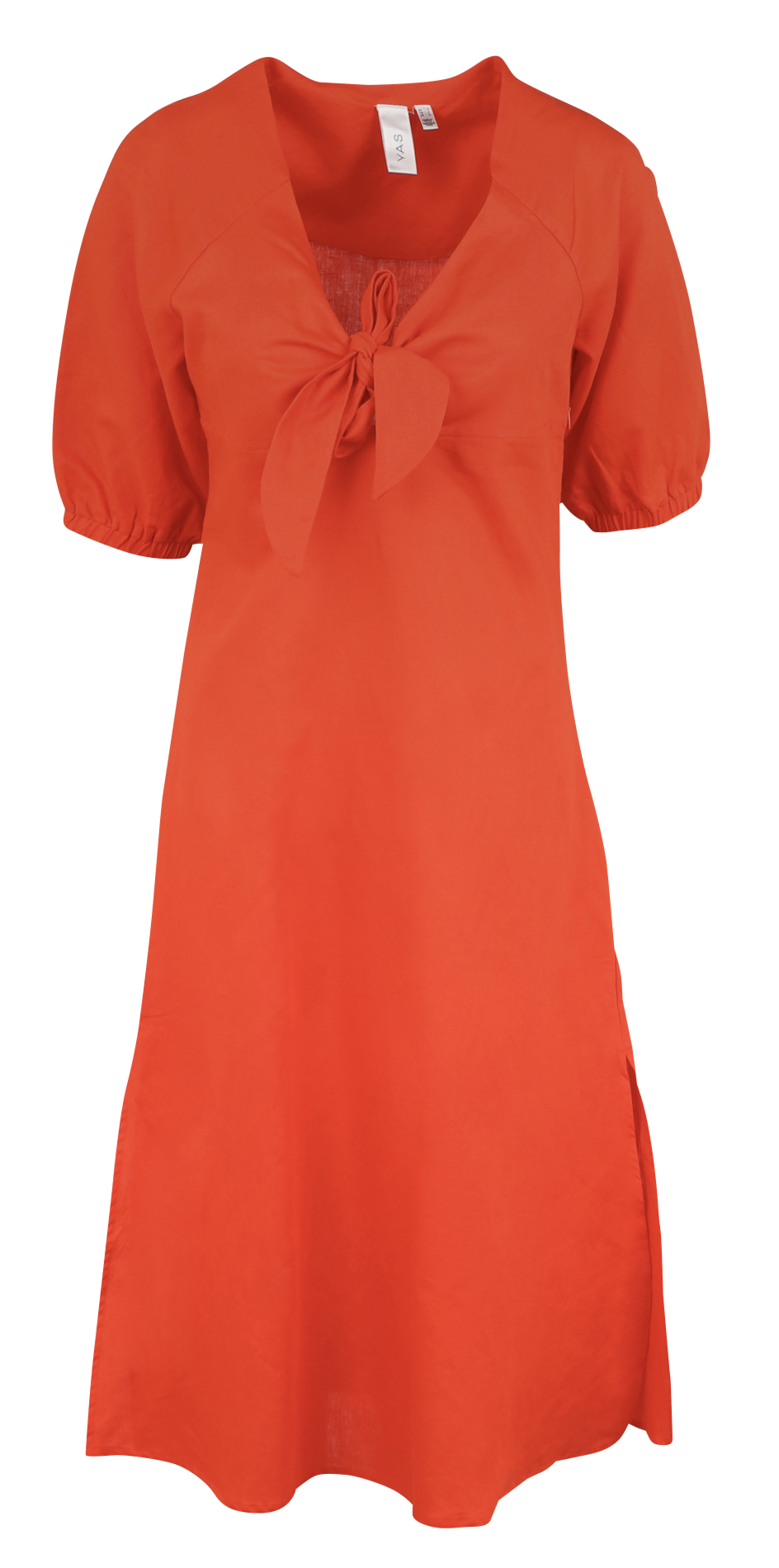 Fitted linen-blend midi dress YAS Orange