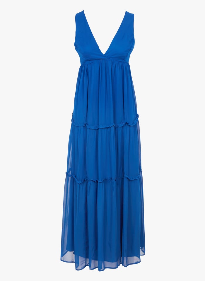 Robe maxi col V Bleu