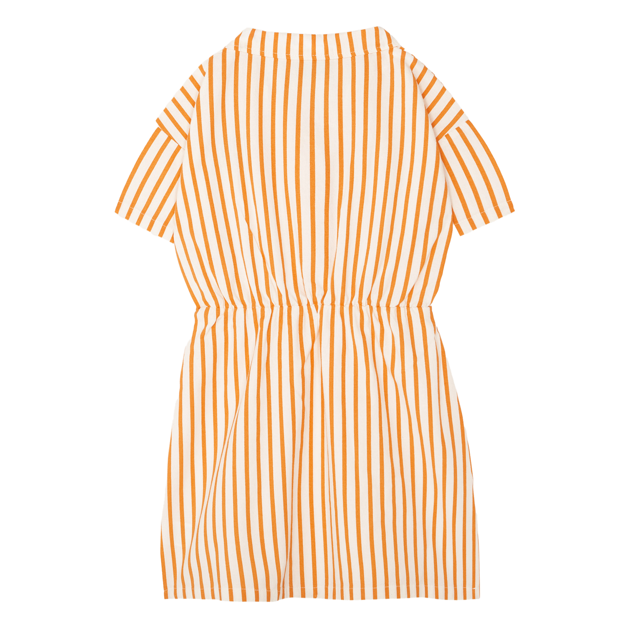 Short striped cotton dress with classic collar THE CAMPAMENTO Orange