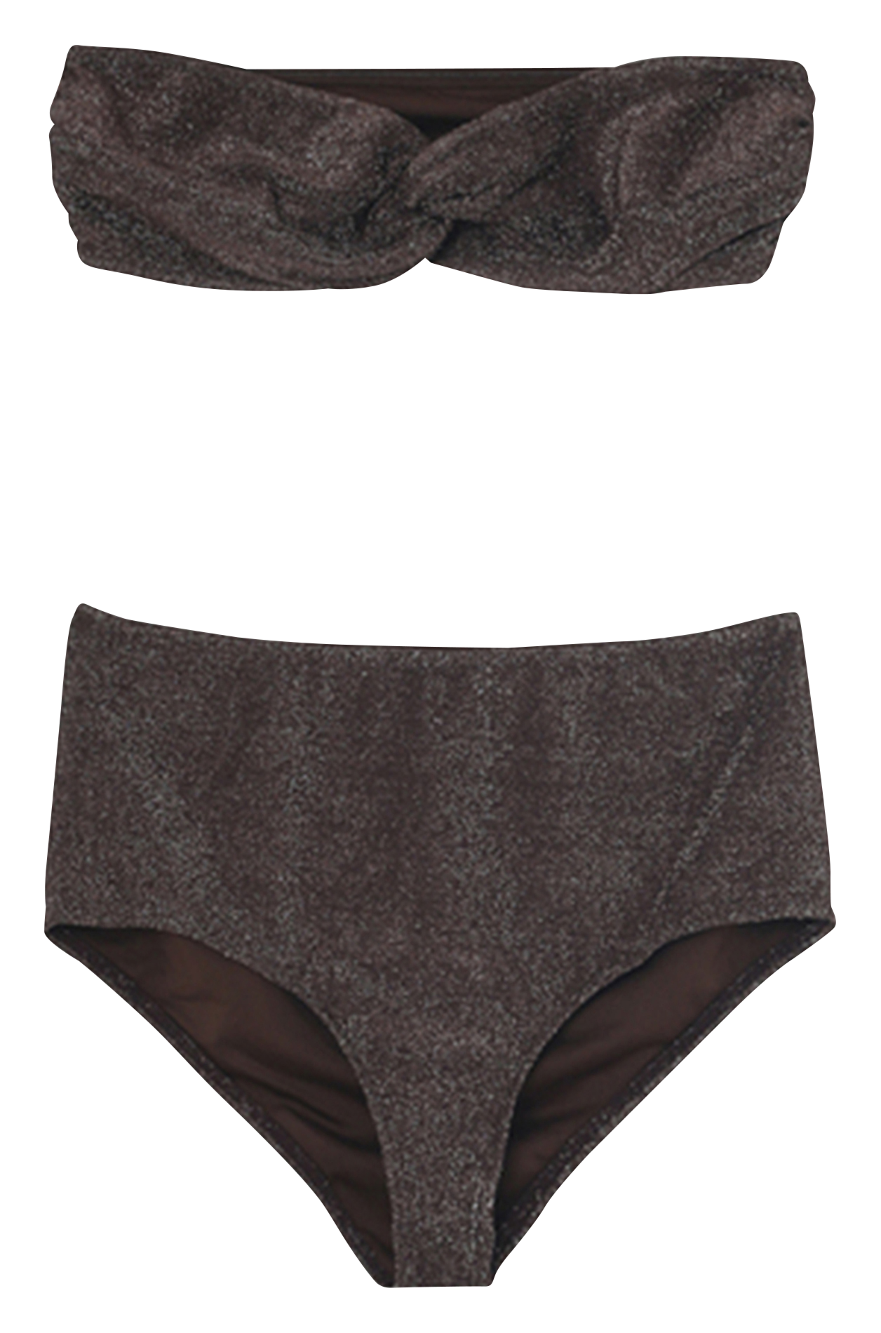 Bikini taille haute métallisé GRACE ET MILA Marron